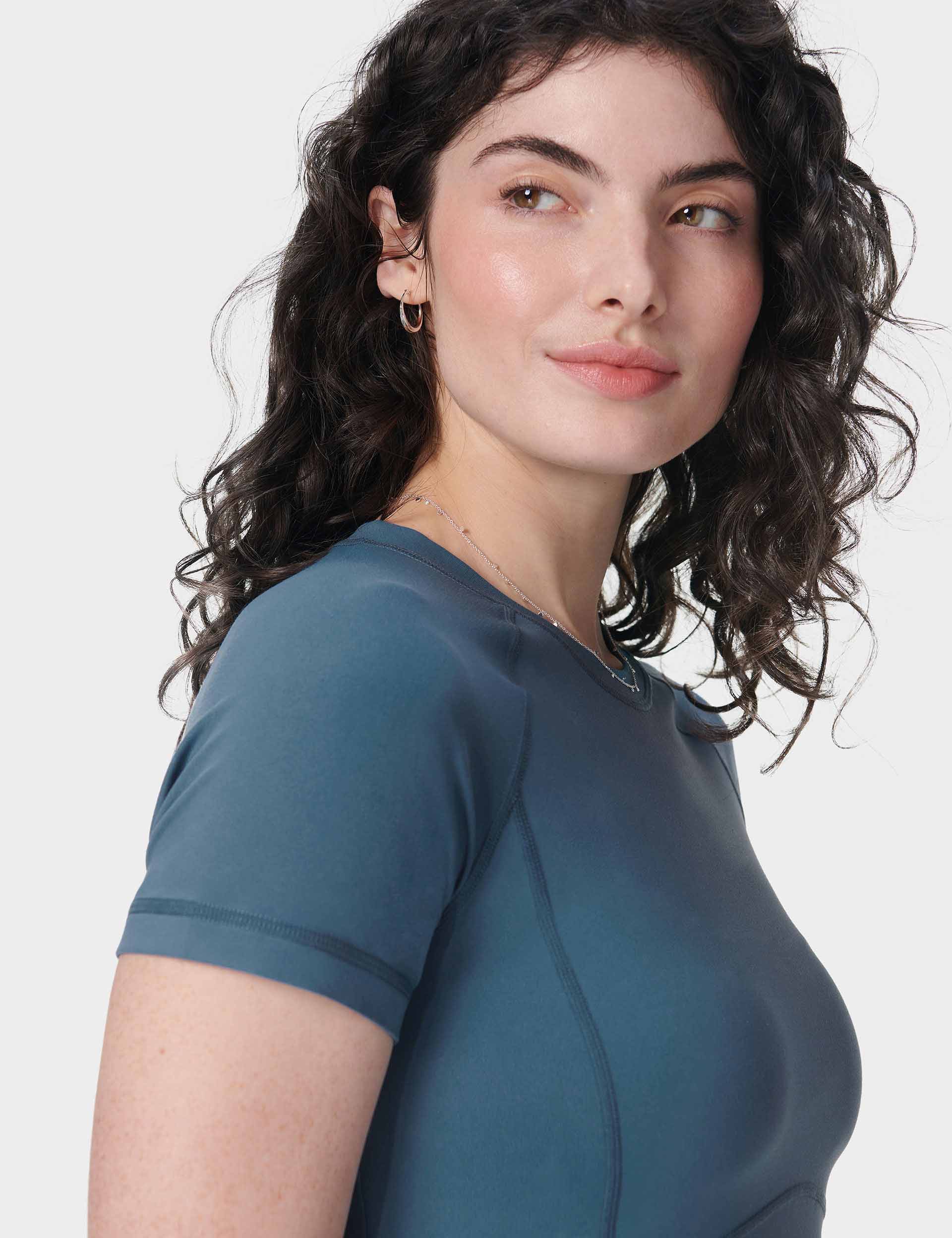 All Day Cropped T-Shirt in Subdued Blue | Comfortable Casual Women's Top for Everyday Wear, Workouts & Outings
