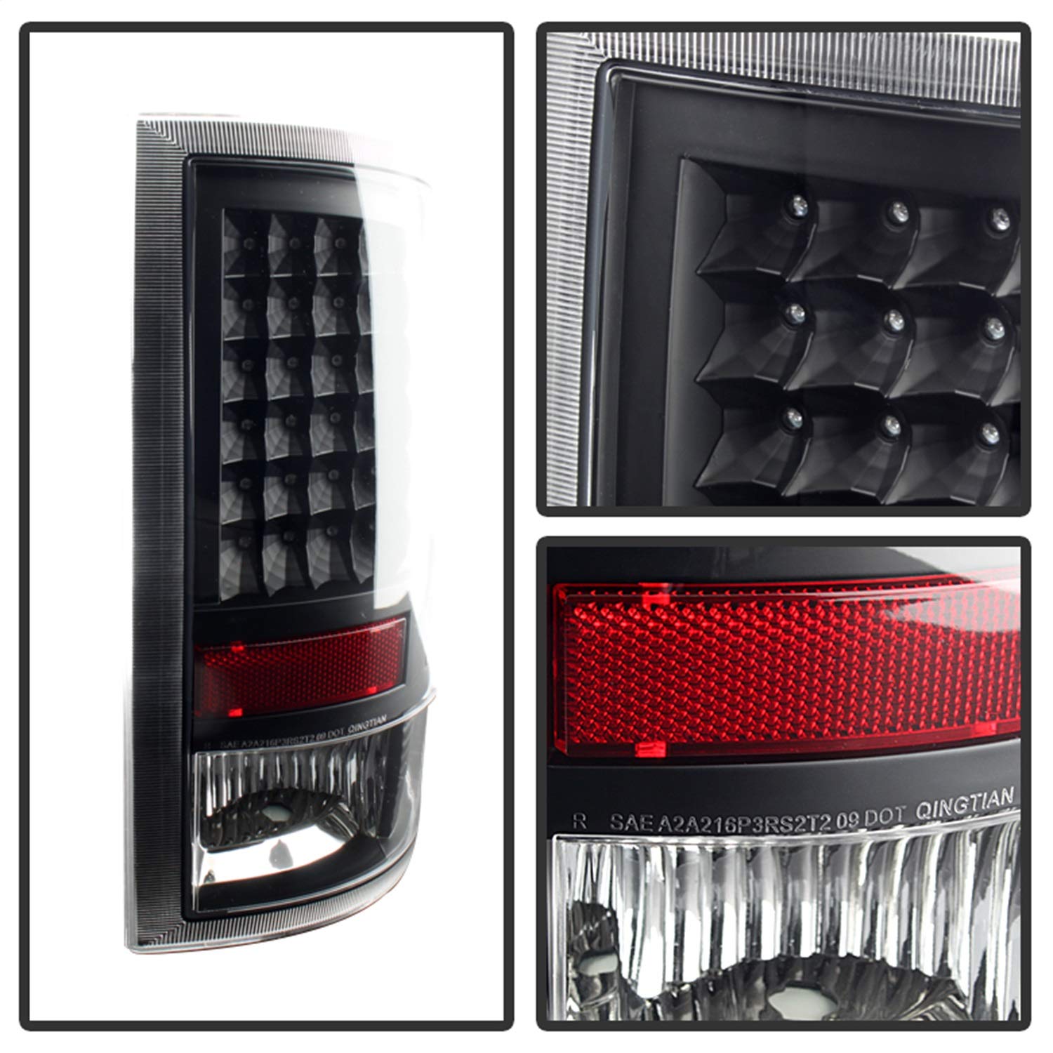 Xtune ALT-JH-DR09-LED-BK LED Tail Lights for Dodge Ram 1500/2500/3500 (2009-2018) - Black Housing, Smoked Lens - Easy Installation & Weatherproof - Upgrade Your Truck's Style & Safety