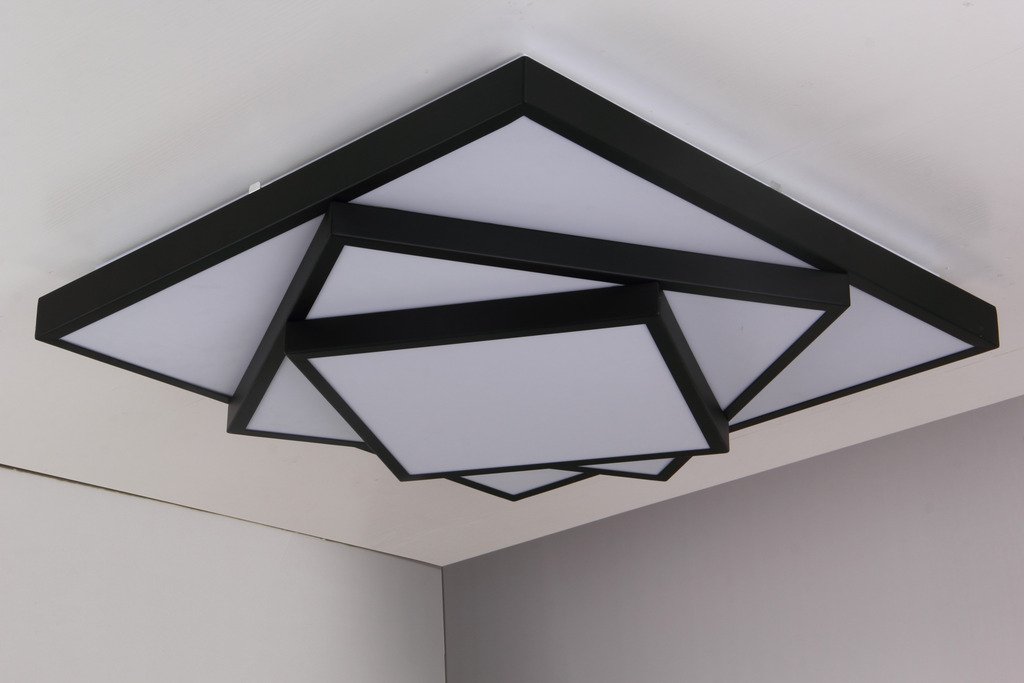 Modern Simple Geometric LED Flush Mount Ceiling Light - 25x25 Inch Metal Art Fixture, 36W Energy Efficient, Painted Finish - Perfect for Living Room, Bedroom, Kitchen & Office Lighting