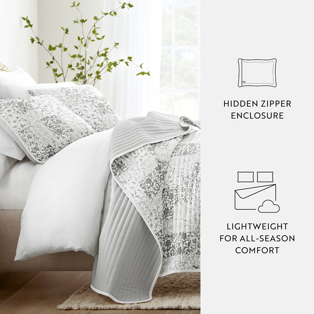 Reversible Quilted Patchwork Coverlet Set - Soft Bedspread for All Seasons | Perfect for Guest Rooms, Master Bedrooms & Cozy Home Decor