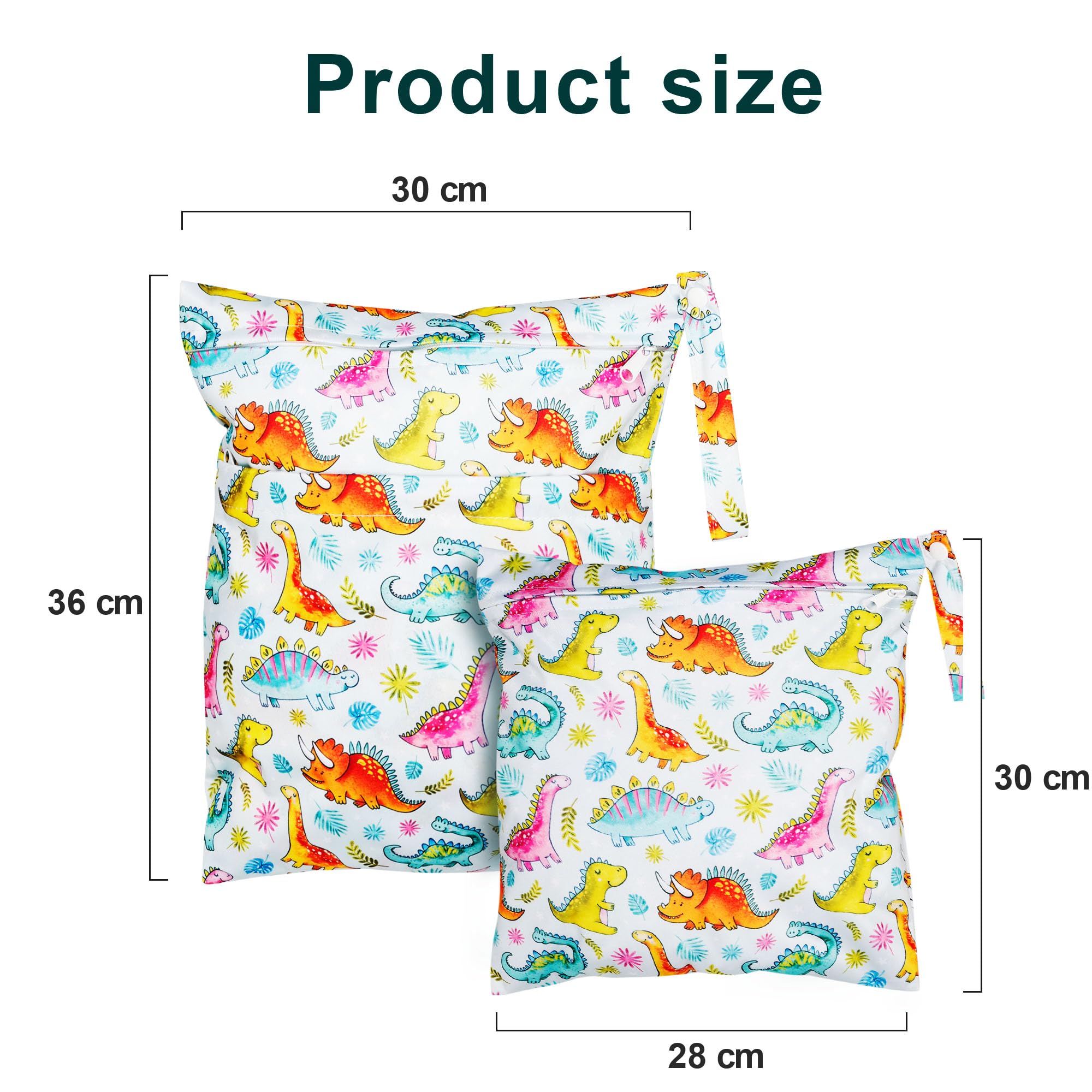 Rinfency 2PCS Waterproof Wet Dry Bags for Baby - Mini Travel Organizer for Swim Diapers, Doll Clothes & Essentials (Hand Painted) - Perfect for Pool, Beach & Daycare Use