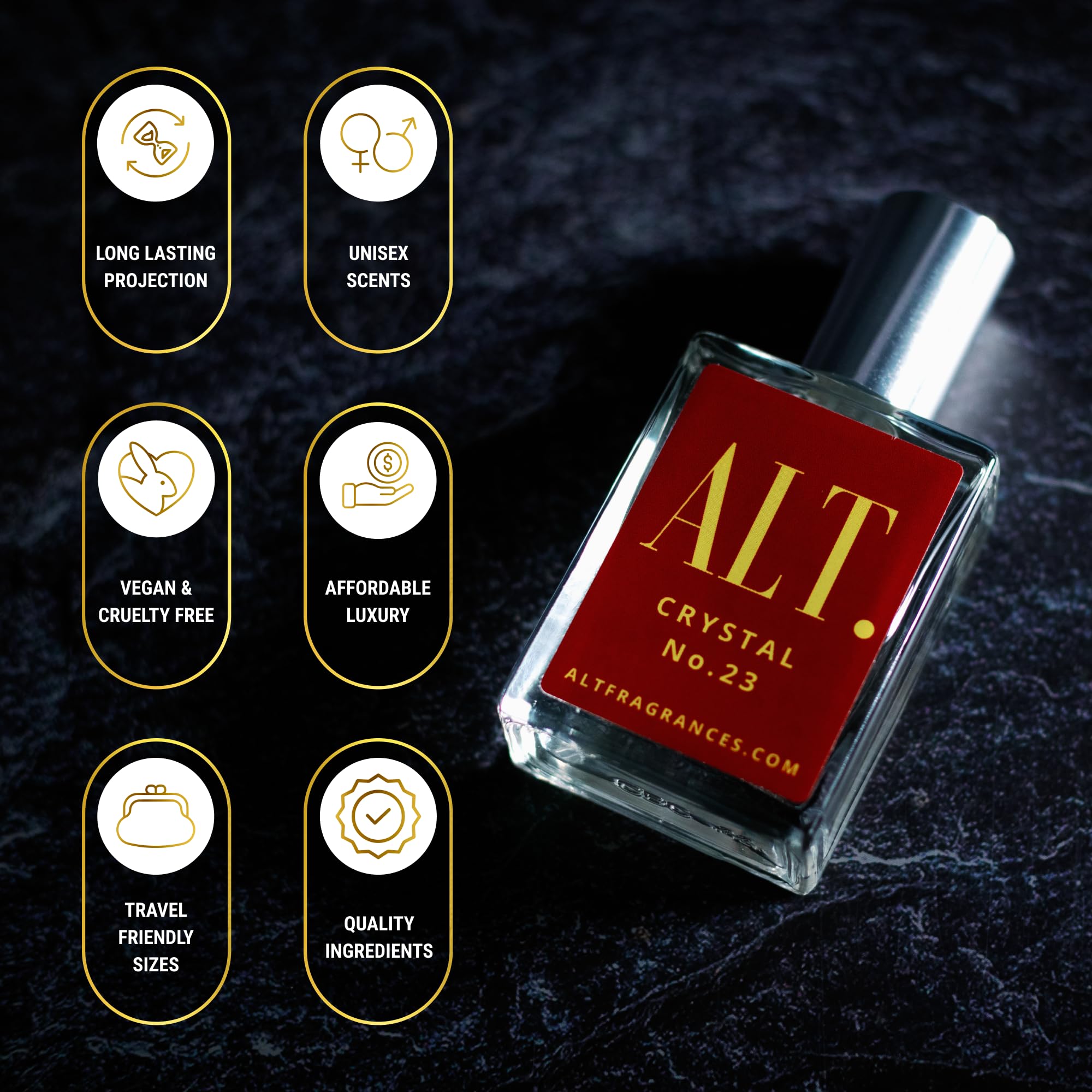 ALT. FRAGRANCES Crystal No. 23 Extrait de Parfum - 60ml Unisex Perfume Inspired by Baccarat Rouge 540 | Long-Lasting Luxury Scent for Date Night, Special Occasions & Everyday Elegance