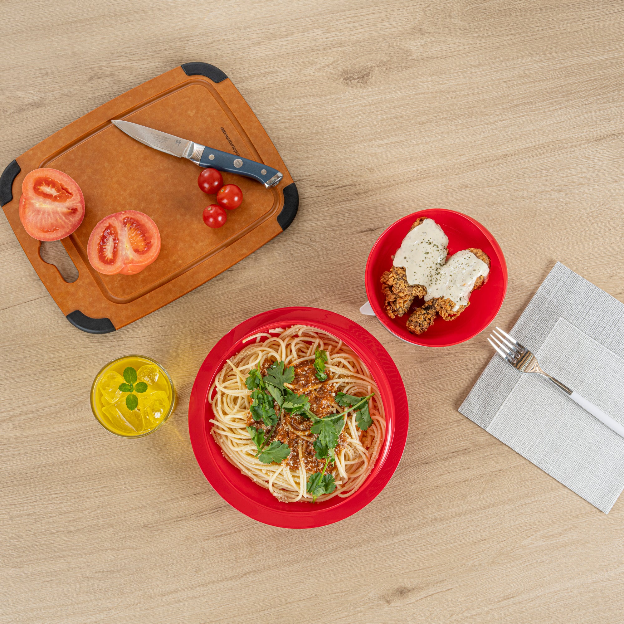 Adapt Tek Red Plastic 2-Piece Scoop Plate & Bowl Set with Spillproof Design & Suction Base - Includes 1 Plate & 1 Bowl for Toddlers - Perfect for Baby Feeding, Travel & Mess-Free Meals