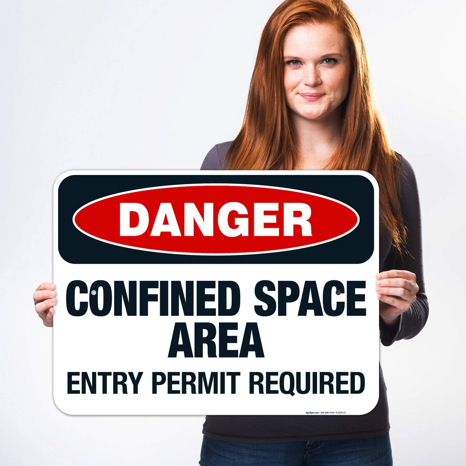Danger Confined Space Area Entry Permit Required Sign - OSHA Compliant 18x24 Inch Rust-Free Aluminum Safety Sign | Fade Resistant for Indoor & Outdoor Use | Made in USA | Perfect for Construction Sites, Warehouses & Industrial Facilities