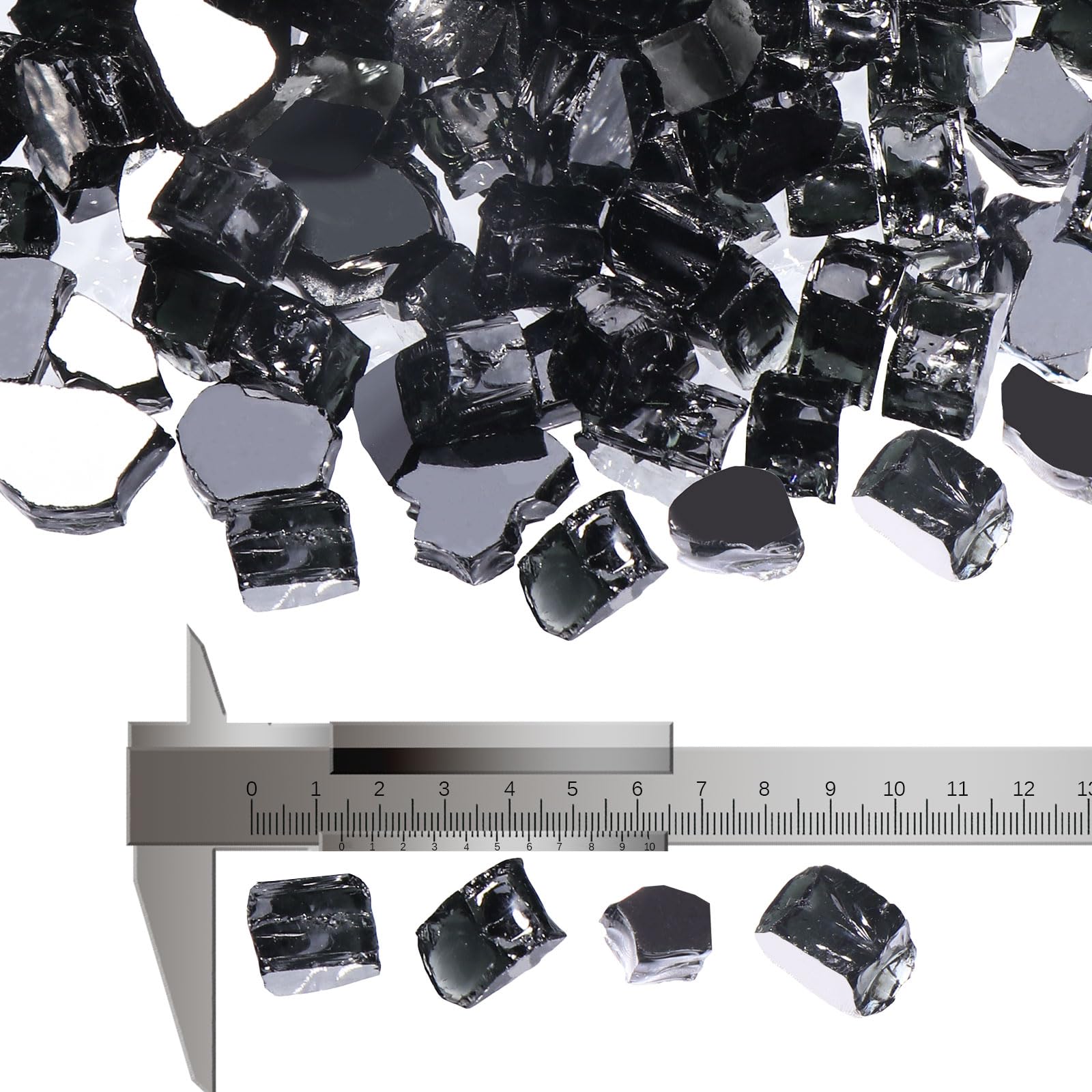 Calofulston 20lbs Onyx Black Fire Glass - 1/2 Inch Reflective Firepit Glass Rocks for Propane Fire Pits, Fireplaces, Fire Pit Tables & Fire Bowls - Perfect for Outdoor Patio, Backyard Decor & Fire Feature Enhancement