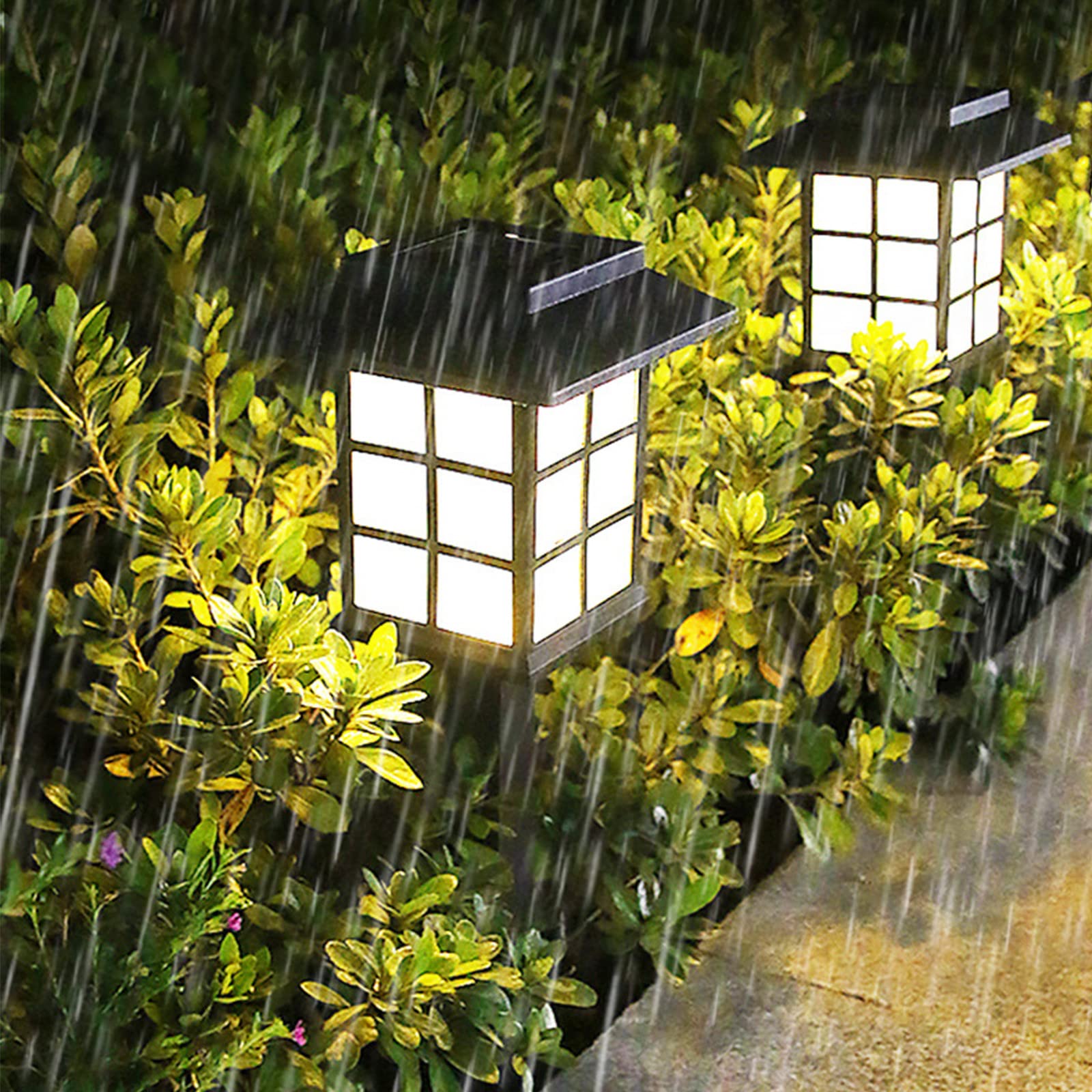 BZPIZ 2 Pack LED Solar Outdoor Lights - Waterproof Landscape Spotlights & Garden Lights - Wireless Solar Powered for Walkway, Patio, Yard - White & Warm Light Options - Perfect for Pathways, Driveways & Backyard Decor