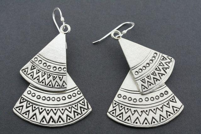 Double Etched Pure Silver Earrings - Elegant Handmade Jewelry for Women, Perfect for Parties & Gifts