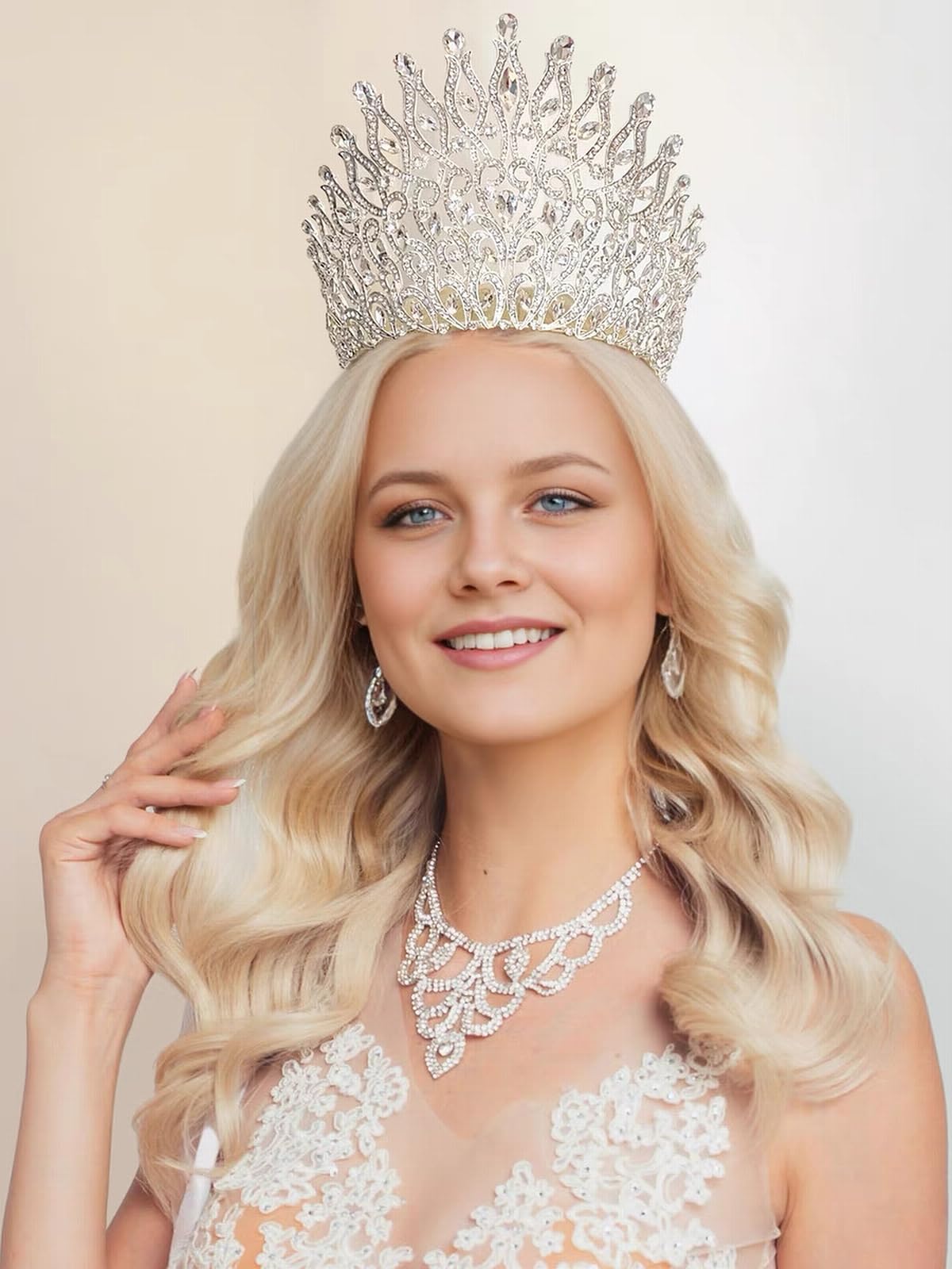 Deluxe 5.5 Inch Tall Rhinestone Crystal Tiara with Hair Combs - Large Wedding Crown for Prom, Pageant, Party, Show & Special Events - Sparkling Bridal Accessory for Women & Girls (T991)