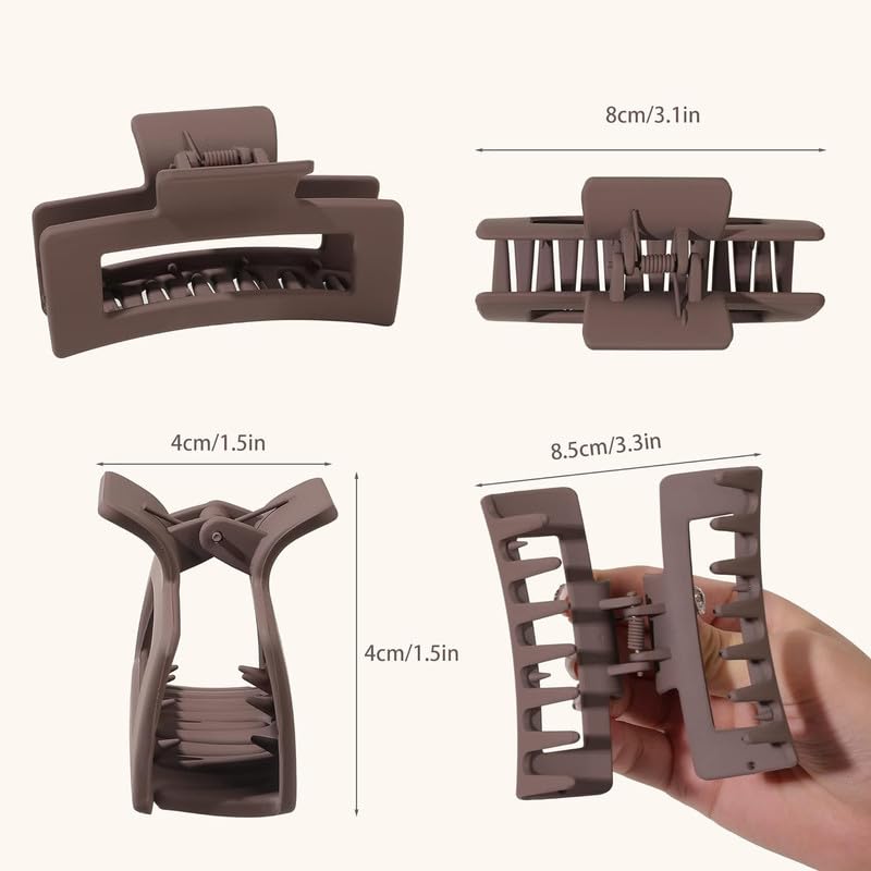 **Minta Hair Claw Clips for Women - Strong Hold Non-Slip Matte Claw Clips for Thick & Thin Hair | Medium Rectangle Jaw Clip for Ponytails, Buns & Updos**