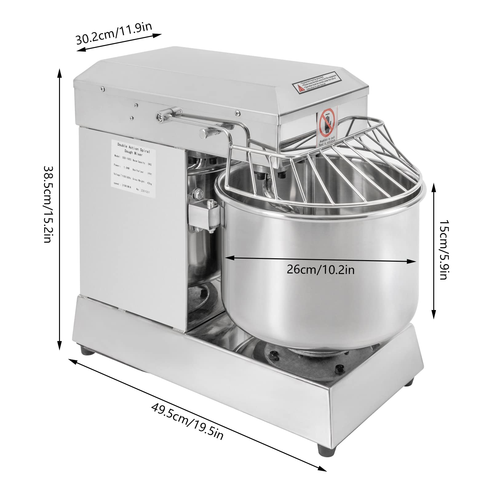 750W Commercial Food Mixer - 12Qt Stainless Steel Dough Kneading Machine for Bread, Pizza & Pastry | Heavy Duty Electric Mixer with Dual Rotating Blades | Perfect for Bakeries, Restaurants & Home Kitchens