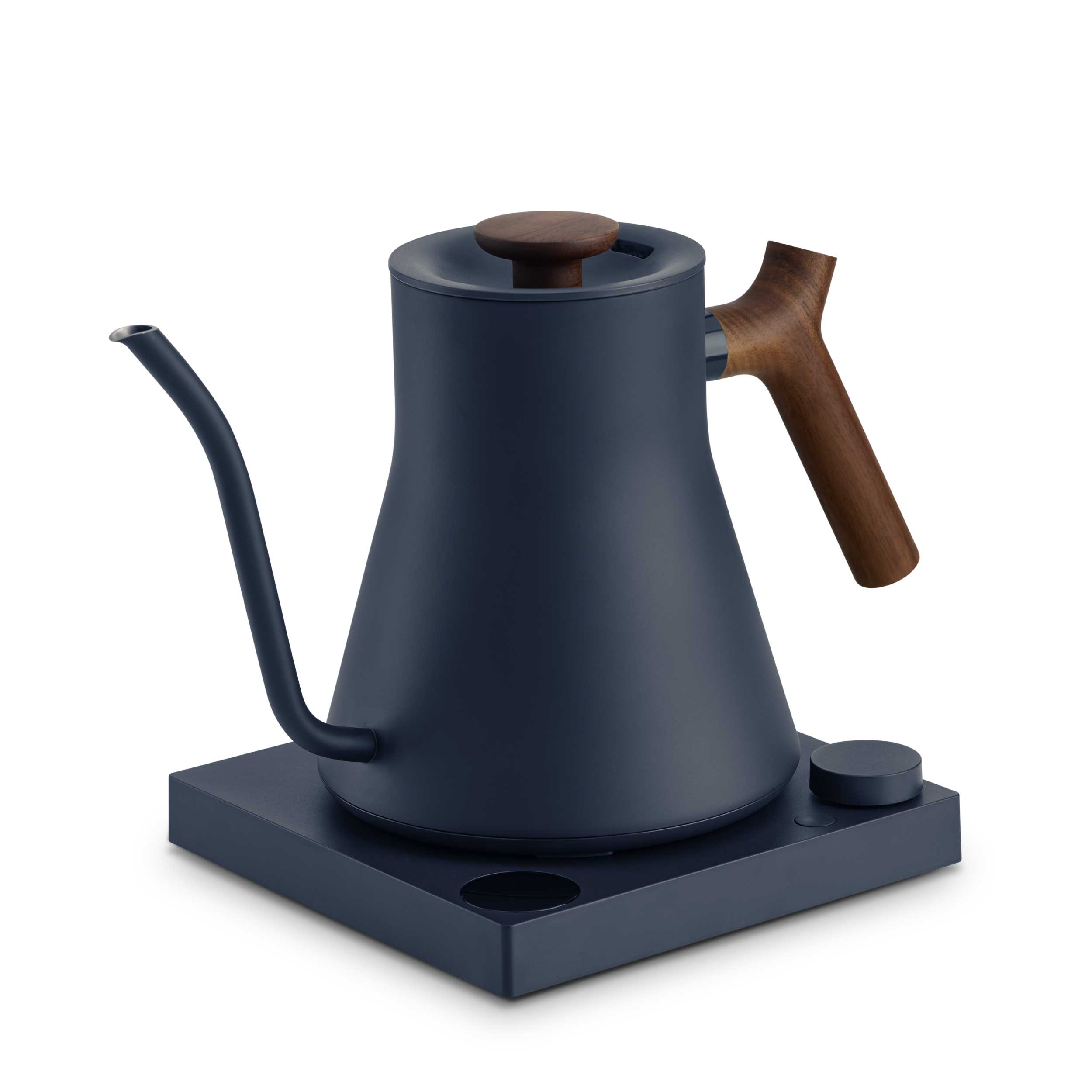 Fellow Stagg EKG Pro Electric Gooseneck Kettle - Premium Stone Blue with Walnut Handle, Fast Heating & Precise Pouring for Coffee, Tea & Home Brewing