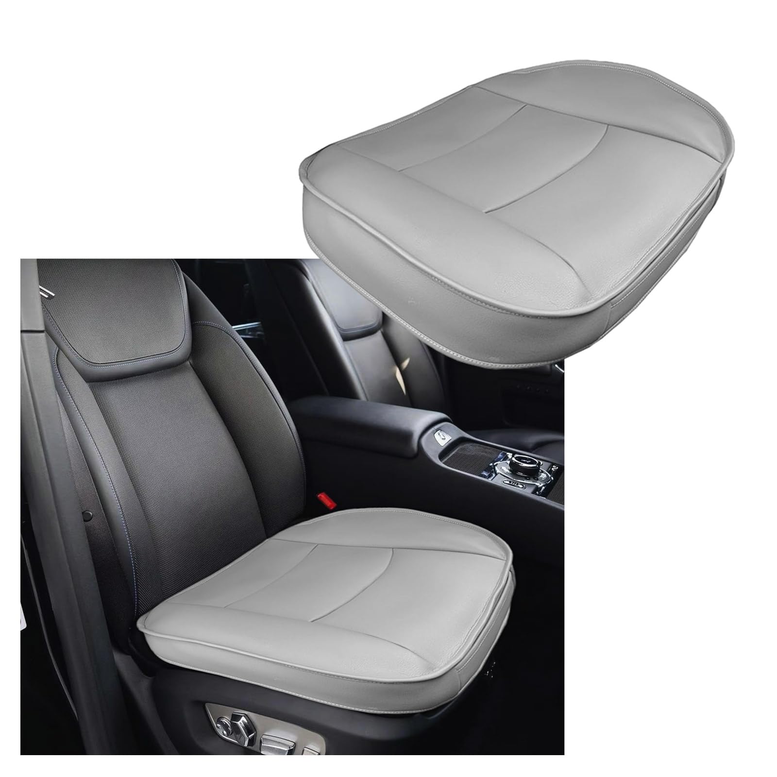 Premium PU Leather Car Seat Bottom Cover - Universal Anti-Slip Seat Protector Pad for Sedan, SUV & Truck - Protects Seats from Wear & Stains - Perfect for Commuting, Road Trips & Family Travel (Gray)