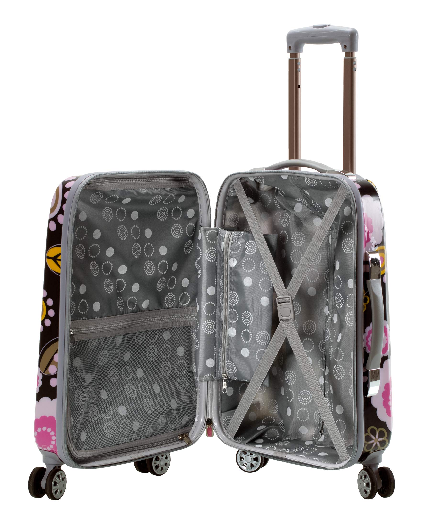 Rockland Vision Hardside Spinner Wheel Carry-On Luggage 20 Inch - Lightweight Expandable Suitcase with 360° Wheels for Air Travel, Business Trips & Weekend Getaways (Pucci Design)