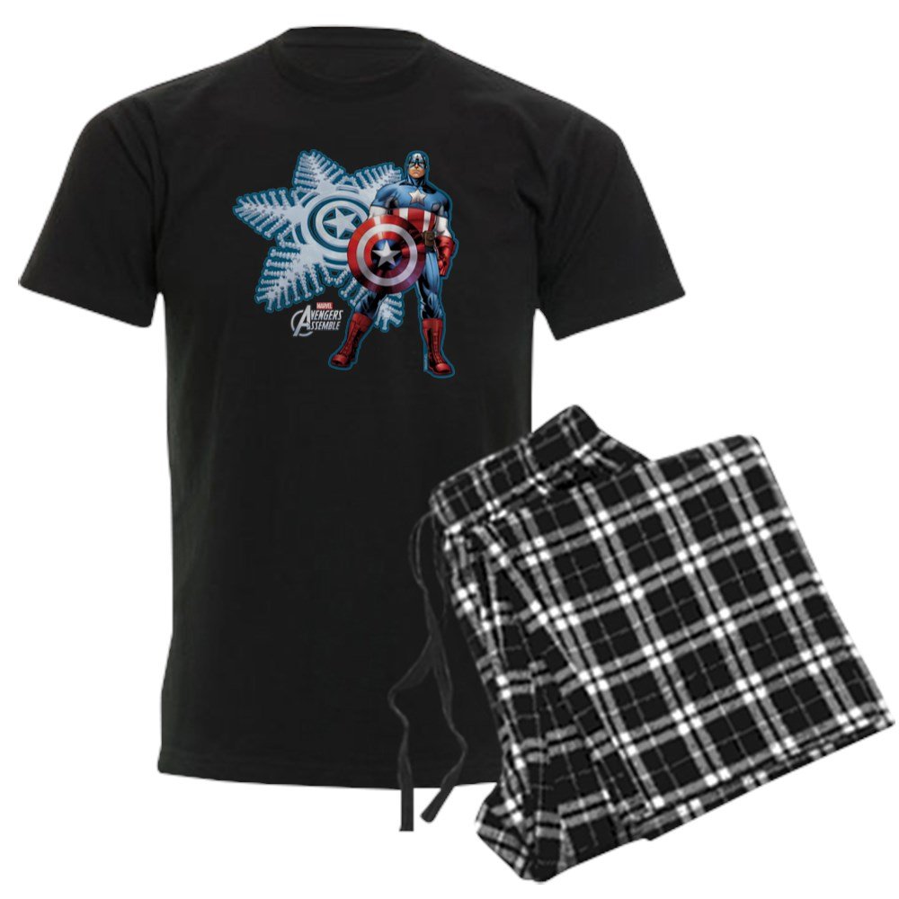 Captain America Men's Dark Pajama Set - Marvel Superhero Sleepwear for Christmas & Holiday Gifts - Perfect for Cosplay, Lounge Wear & Superhero Fans