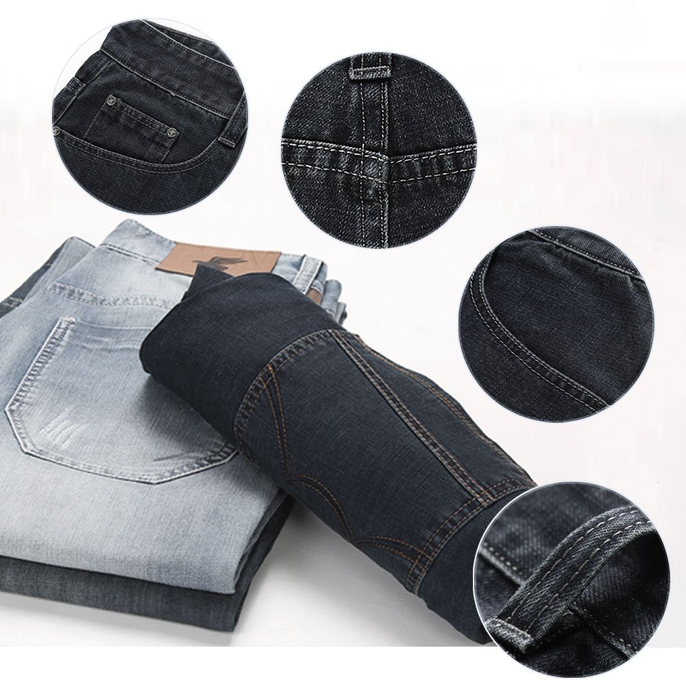 Men's Relaxed Fit Straight Leg Jeans - Comfortable Loose Fit Denim Pants in Black Size 29 | Casual Wear, Work Pants & Everyday Comfort