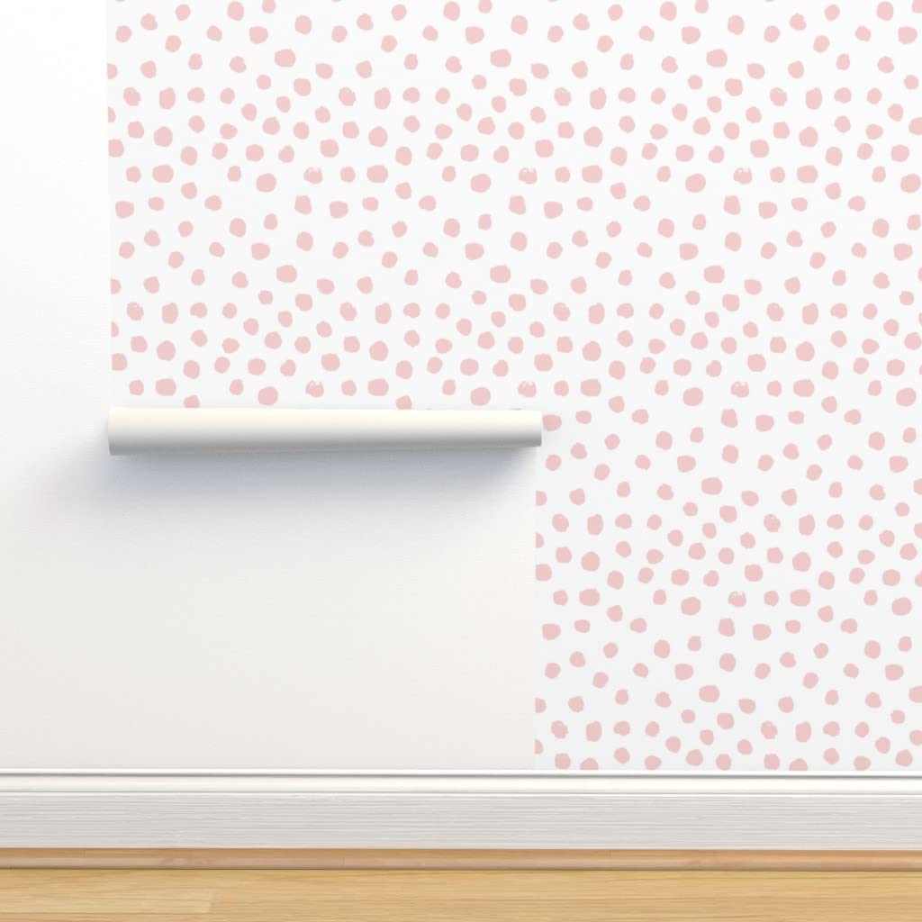 Peel and Stick Removable Wallpaper - 9ft x 2ft Pink Pastel Polka Dot Design for Nursery, Kids Room & Baby Girl Bedroom | Easy DIY Wall Decor for Spring, Easter & Home Renovation | Spoonflower Custom Wallpaper