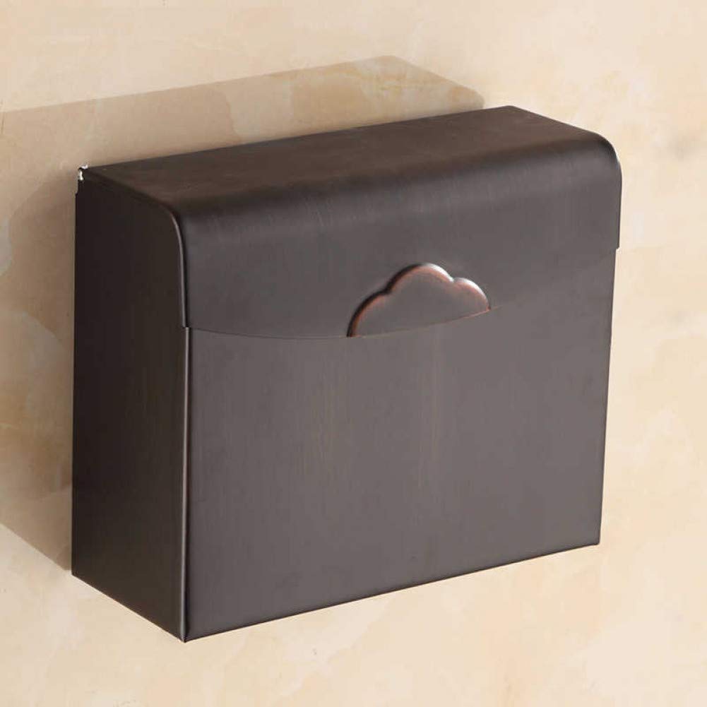 Antique Brass Toilet Paper Holder with Waterproof Closed Cover - Wall Mounted Bathroom Tissue Roll Holder - Perfect for Modern, Vintage & Farmhouse Style Bathrooms