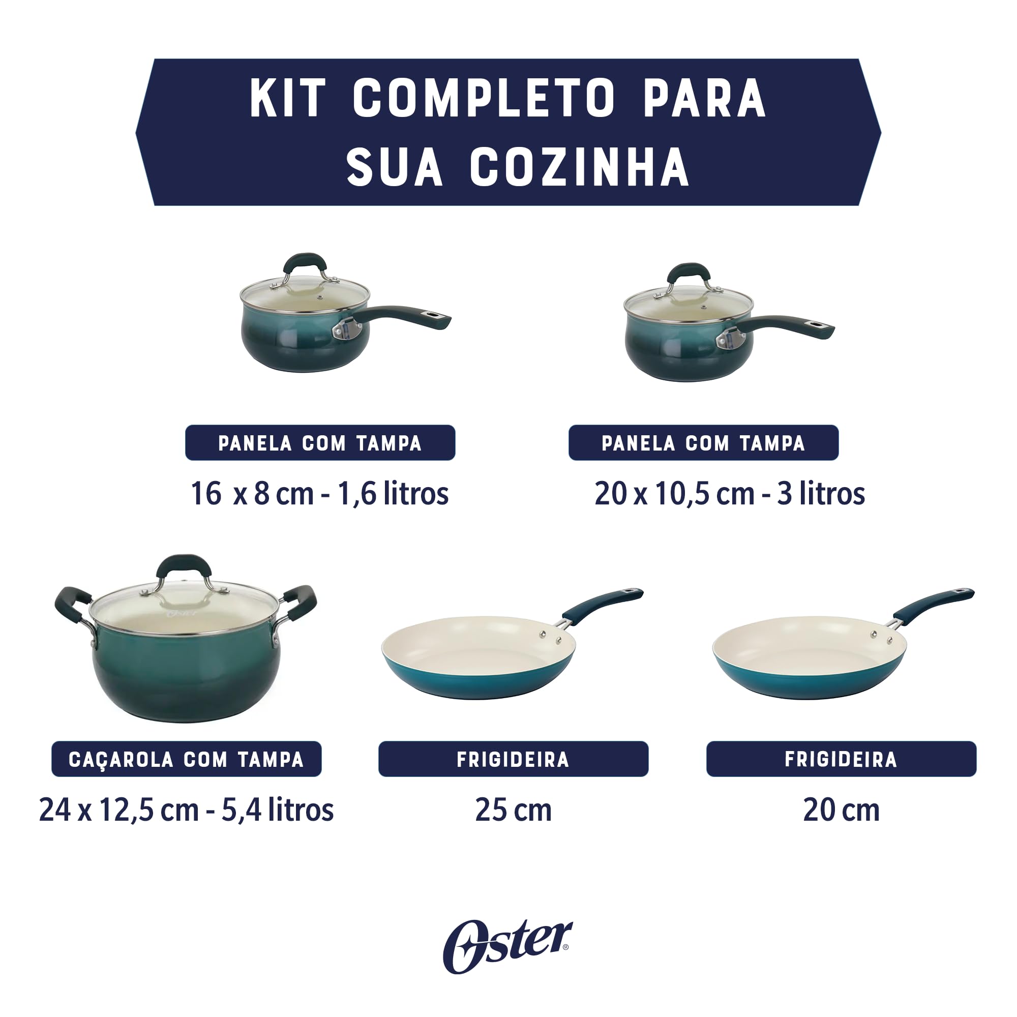 Oster Corbett 8-Piece Forged Aluminum Cookware Set - Ceramic Non-Stick Induction Compatible Pots and Pans with Soft-Touch Bakelite Handles & Tempered Glass Lids - Gradient Teal - Perfect for Everyday Cooking, Family Meals & Professional Kitchens