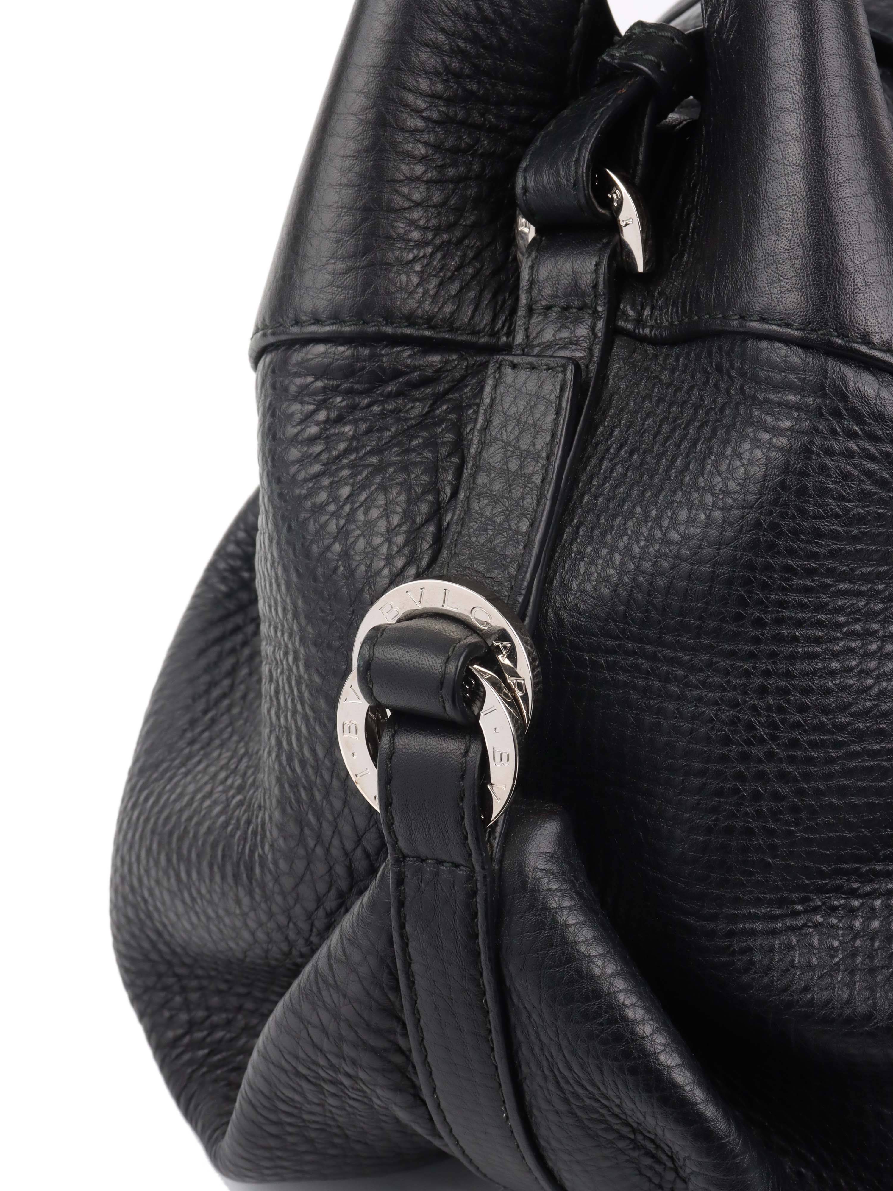 Bvlgari Black Leather Shoulder Bag with Handles - Luxury Designer Handbag for Women, Perfect for Work, Travel & Evening Events