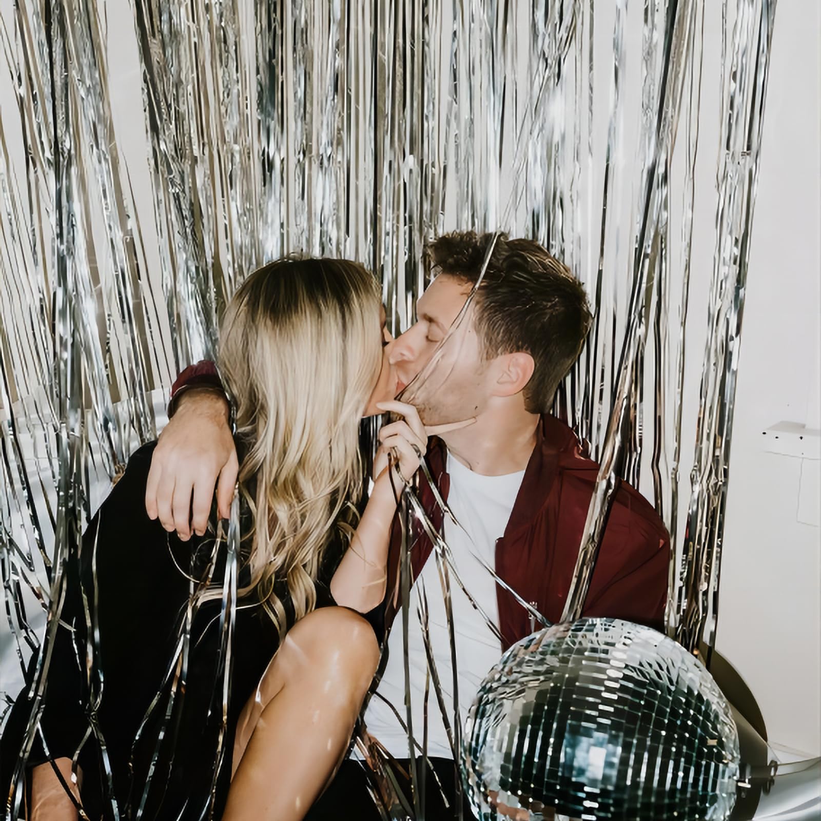 3 Pack 3.2ft x 8.2ft Silver Metallic Foil Fringe Curtains - Tinsel Streamers for Bachelorette Party, Birthday, Graduation & Baby Shower Decorations - Perfect for Photo Backdrops, Wall Decor & Event Styling