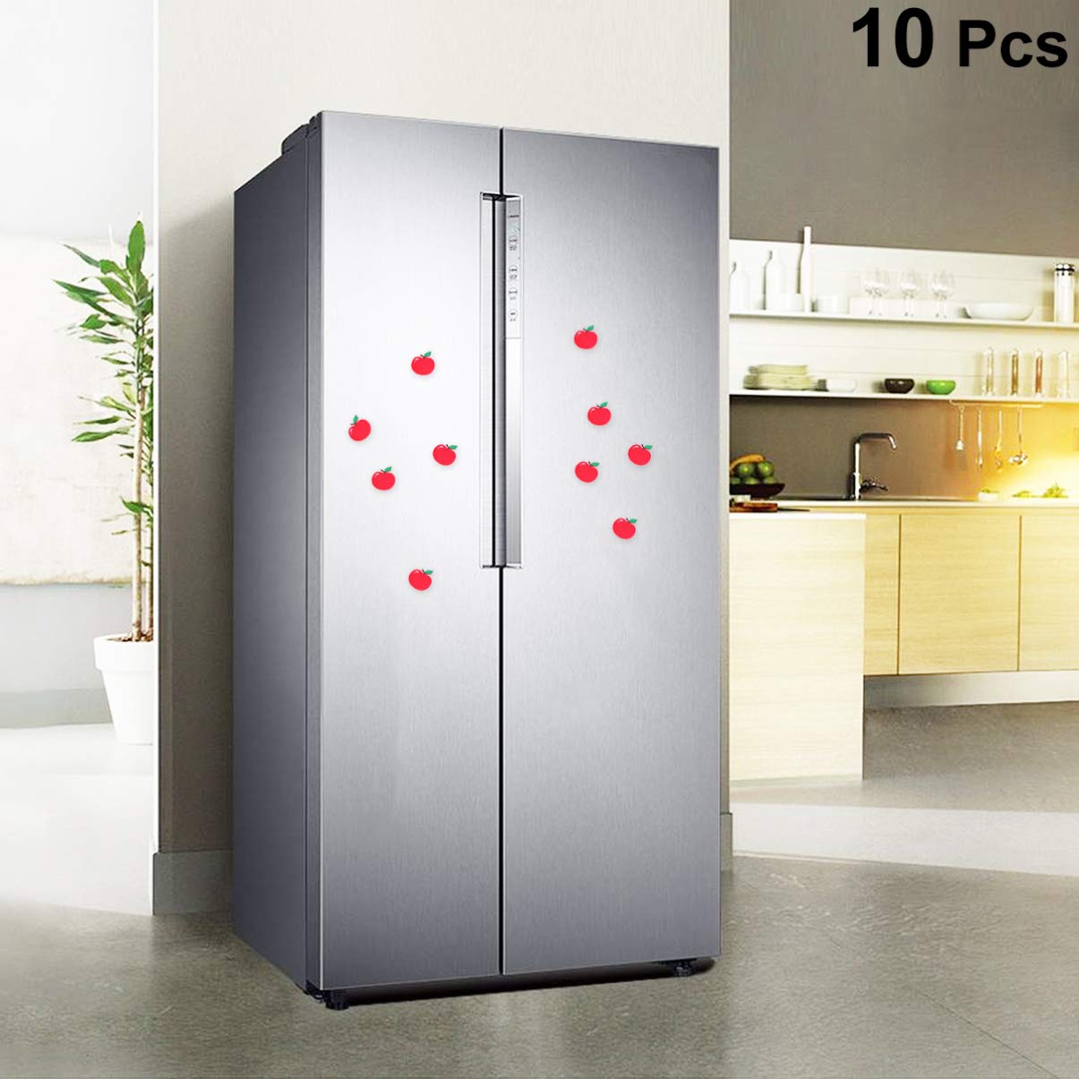 10pcs 3D Fruit Refrigerator Magnets Set - Apple Shaped Educational Toys for Toddlers, Fun Fridge Decor & Learning Tool for Kids' Kitchen Play