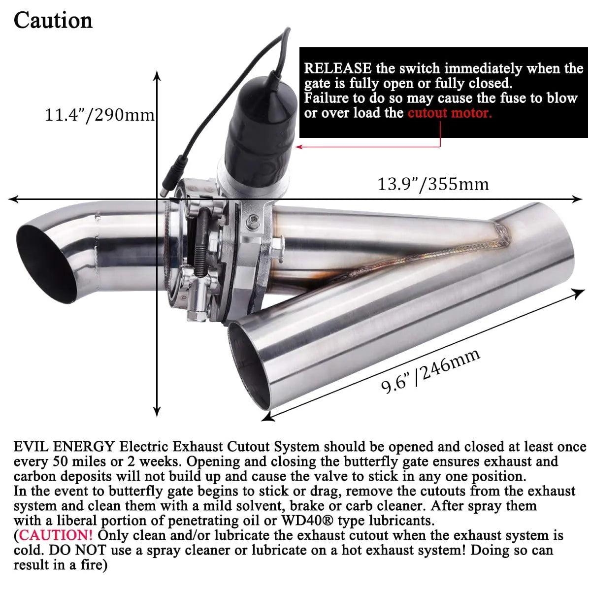 EVIL ENERGY Dual Electric Exhaust Cutout Valve with Remote Switch - 2.0/2.25/2.5/3 Inch Options - Performance Upgrade for Muscle Cars, Trucks & Off-Road Vehicles - Enhance Sound & Boost Horsepower