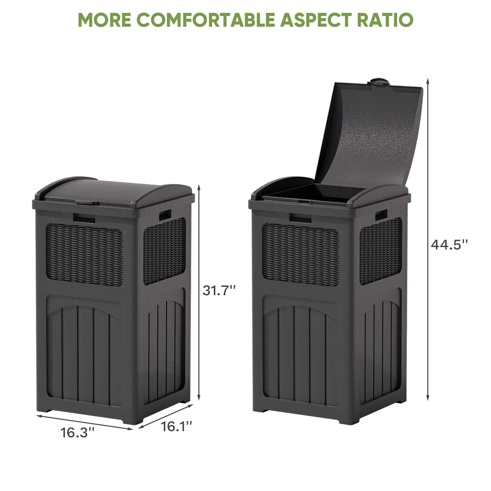**Patiowell 36 Gallon Outdoor Trash Can with Lid – Heavy-Duty Resin Garbage Bin for Patio, Backyard, Deck – Weatherproof & Durable – Ideal for Outdoor Waste Management (Black)**    *(Perfect for BBQs, Poolside, Camping, and Home Use)*