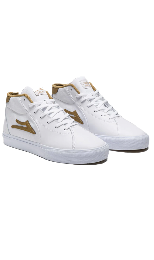 Lakai Flaco II Mid Mens Skate Shoes - White/Tobacco - High Top Sneakers for Skateboarding & Streetwear Fashion