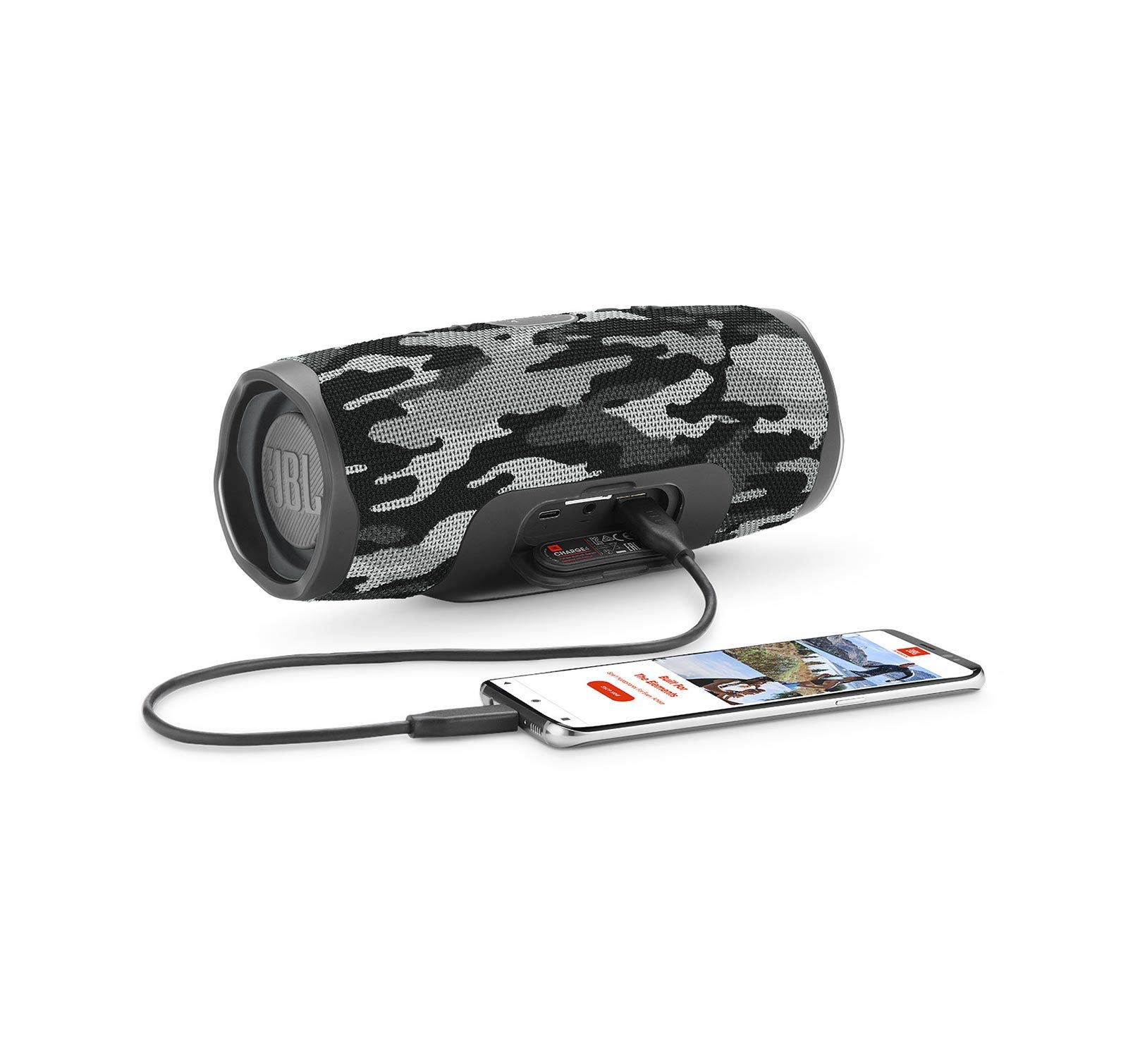 JBL Charge 4 Waterproof Portable Bluetooth Speaker - Wireless Outdoor Speaker with 20-Hour Playtime, IPX7 Rating (Black/White Camo) - Perfect for Beach, Pool, Camping & Parties