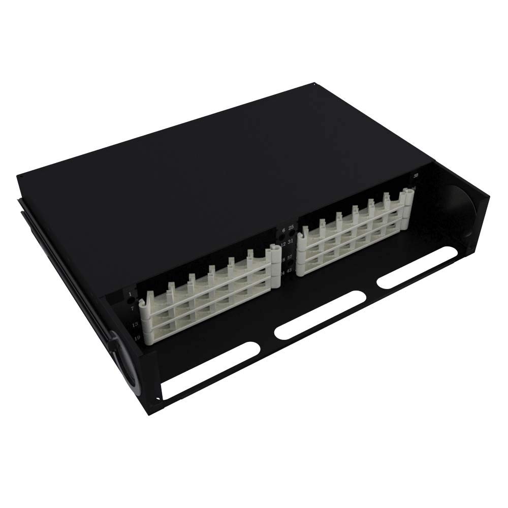 2U Rack Mount Fiber Enclosure - 48 Port Cable Management Tray with LC/SC Couplers - Black | Ideal for Data Center, Server Room & Network Cabinet Organization