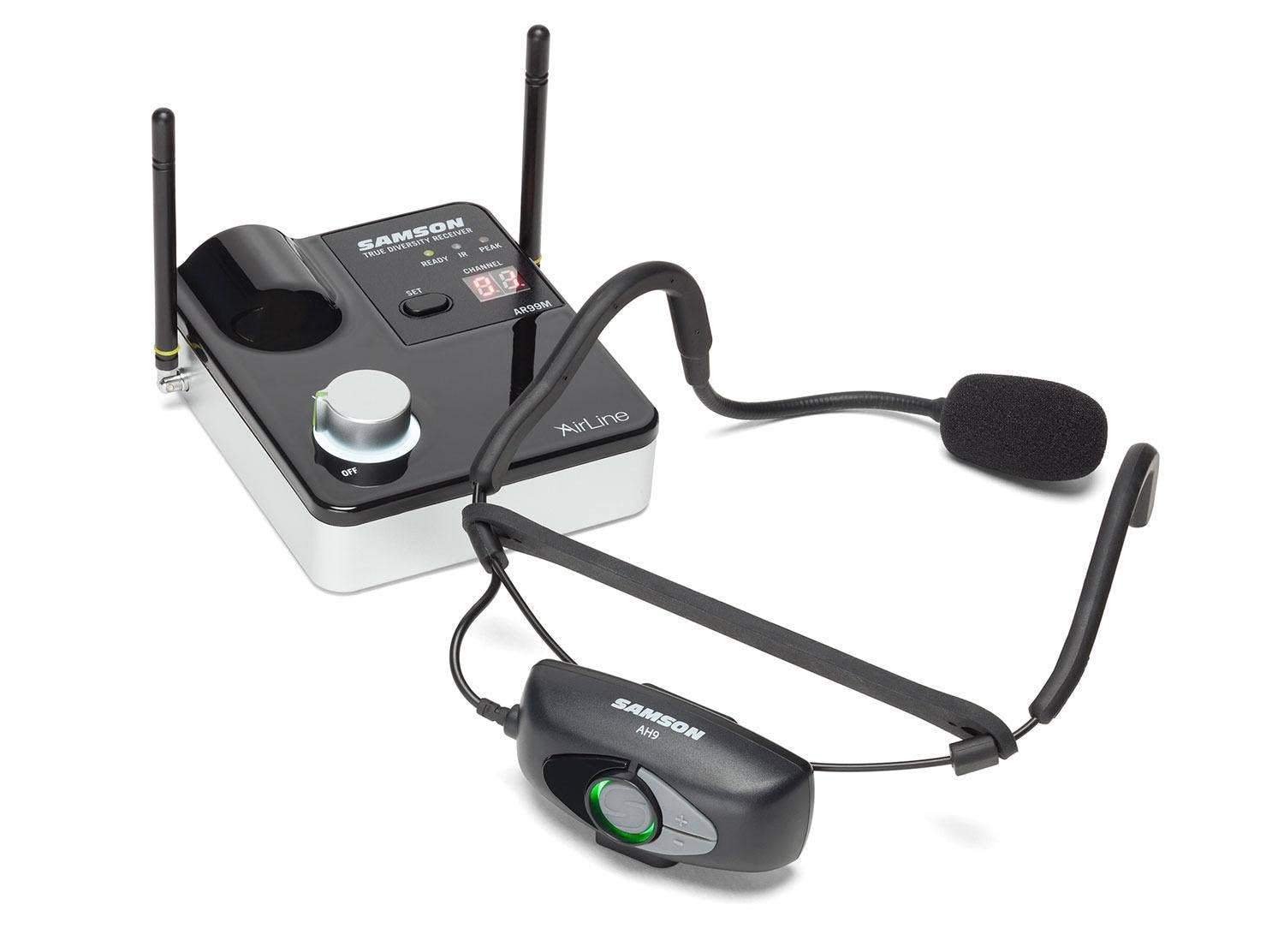 Samson Airline 99m Wireless Fitness Headset System - 542–566 MHz (D-Band) - Black - Perfect for Gym Workouts, Group Fitness Classes & Personal Training