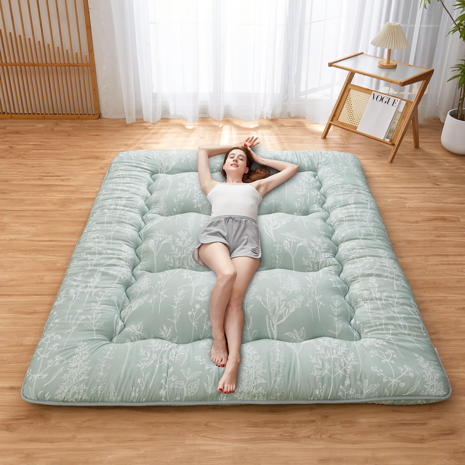 Japanese Futon Floor Mattress - Foldable Tatami Mattress with Washable Cover for Adults & Kids, Twin/Full/Queen Size (Sage Green) | Perfect for Guest Rooms, Small Spaces & Minimalist Living