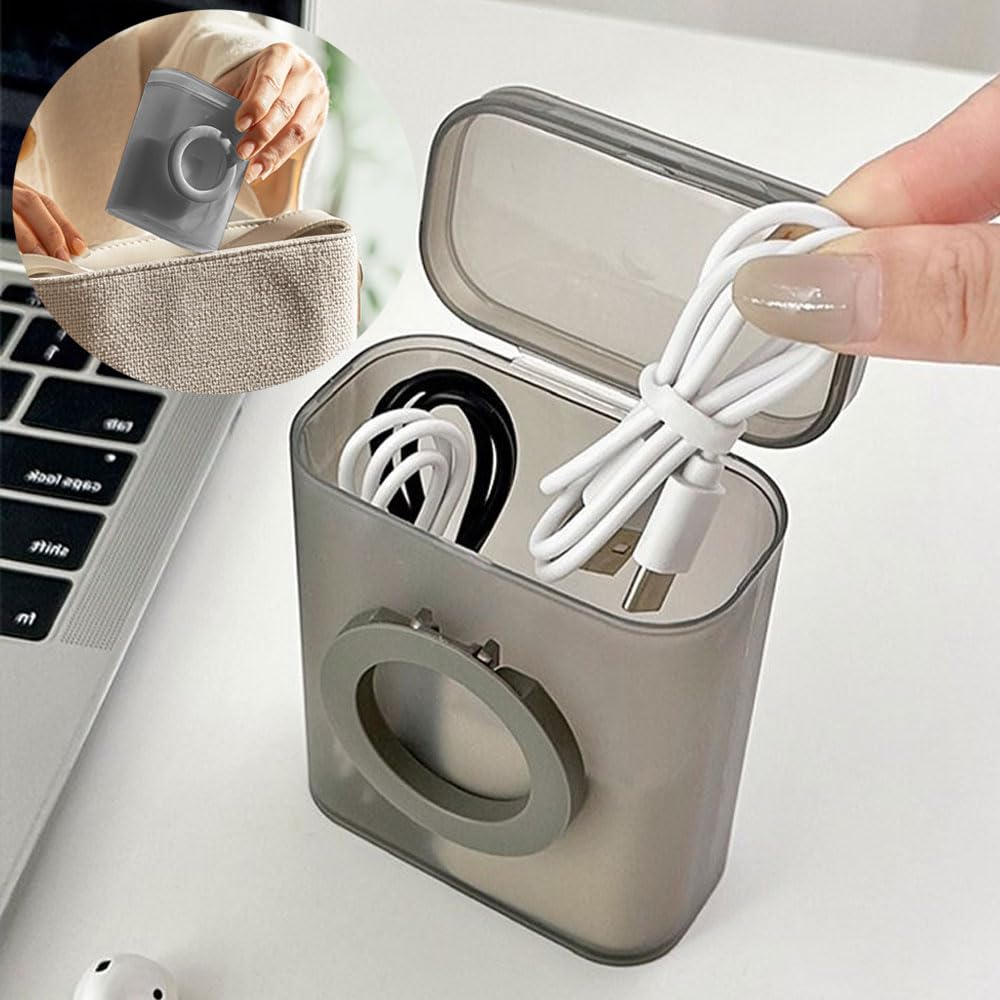2-Pack Portable Cable Organizer Box with Phone Holder | Travel Electronic Accessories Storage Case for Cords, Chargers & Earphones | Perfect for Office, Home & On-The-Go Organization