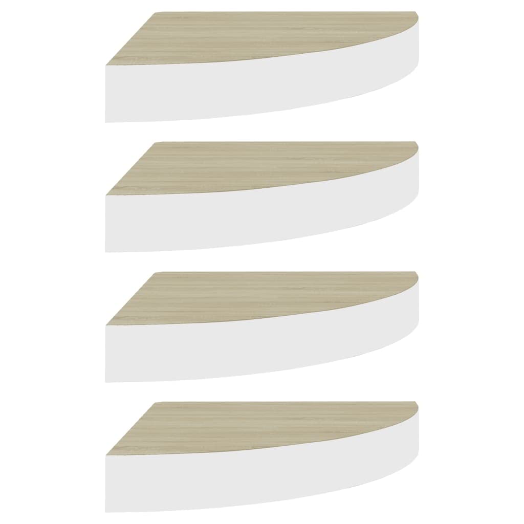 4-Pack Floating Wall Corner Shelves - Invisible Mounting System for Bathroom, Bedroom, Living Room & Kitchen - 13.7