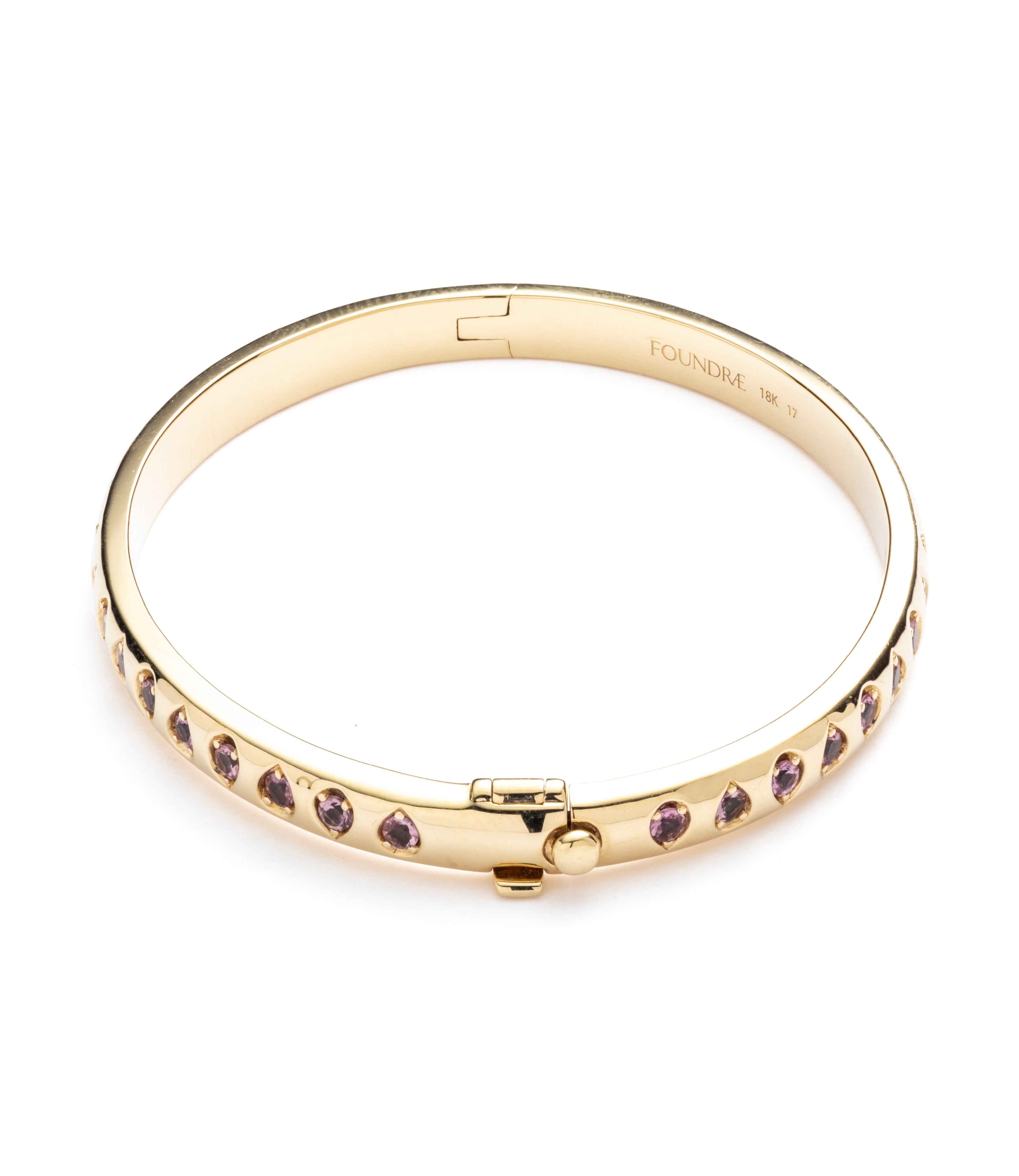 Forever & Always Pink Tourmaline Gemstone Bangle in 14K Yellow Gold - Elegant Jewelry Gift for Women, Anniversary & Special Occasions