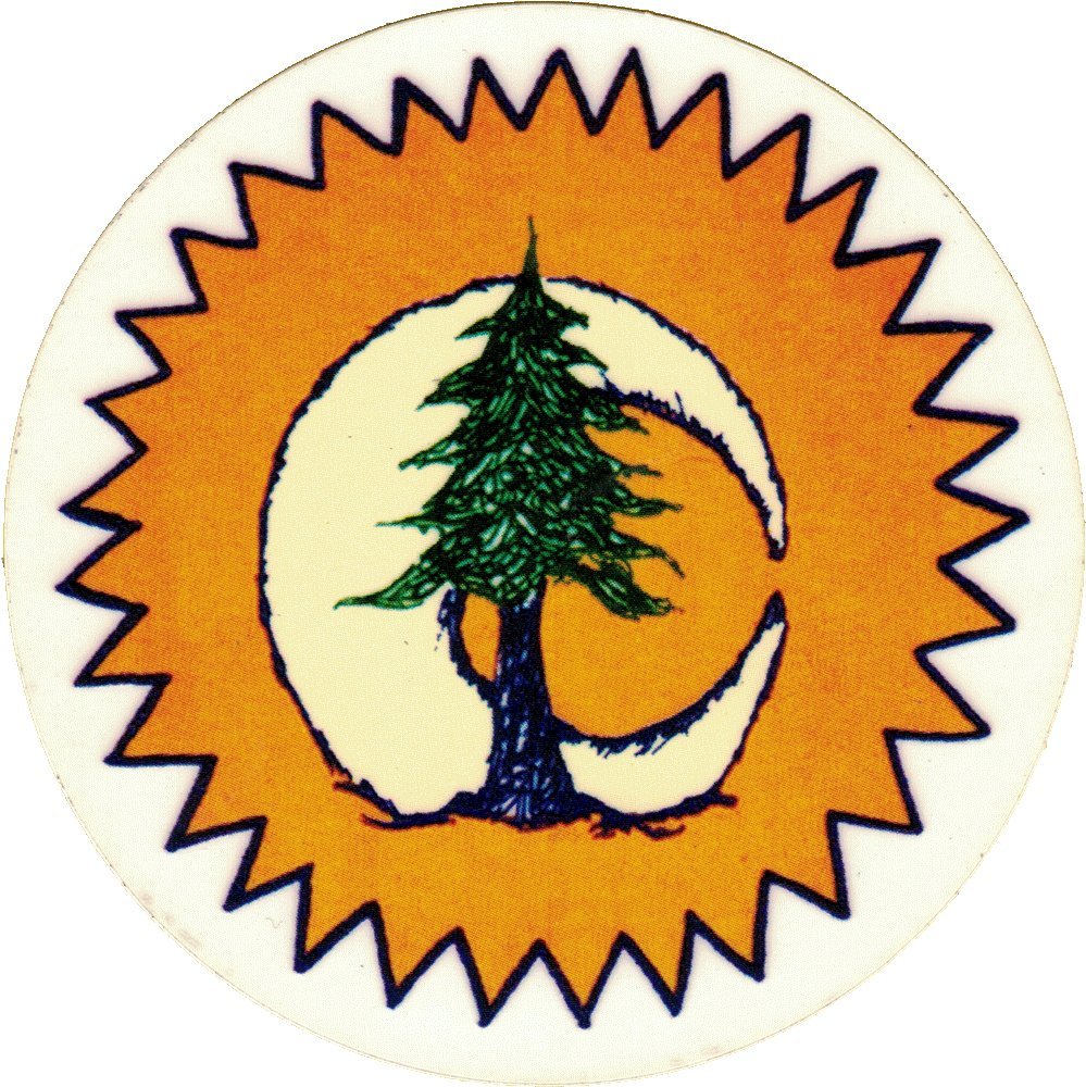 Sun Moon Pine Tree Small Bumper Sticker - 3 Inch Circular Vinyl Decal for Cars, Laptops, Water Bottles & DIY Crafts - Weatherproof Outdoor/Indoor Decoration