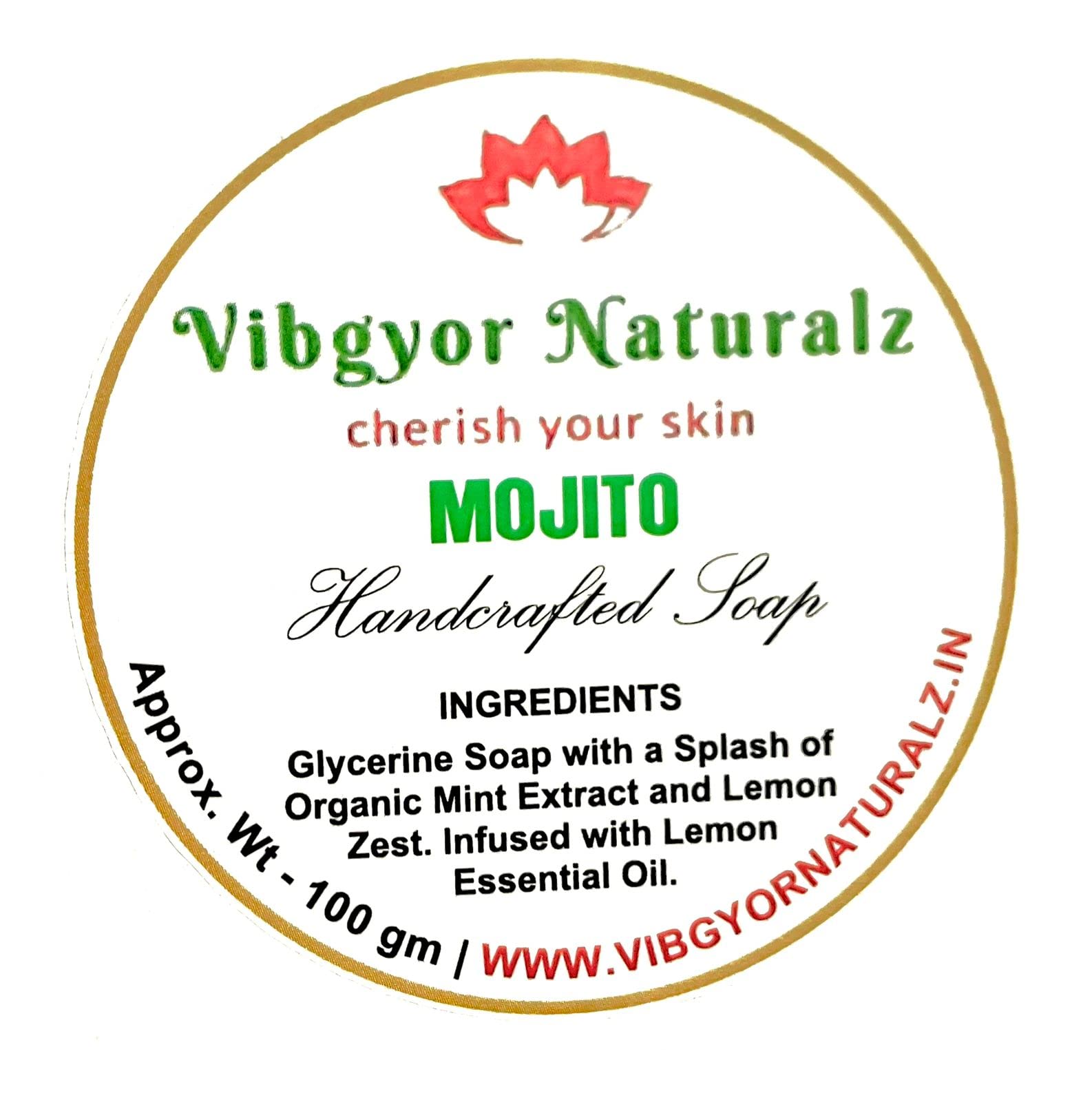 Vibgyor Naturalz Handmade Mojito Soap - Refreshing Citrus & Mint Scent for Spa, Bath & Gift - Vegan, Organic & Cruelty-Free