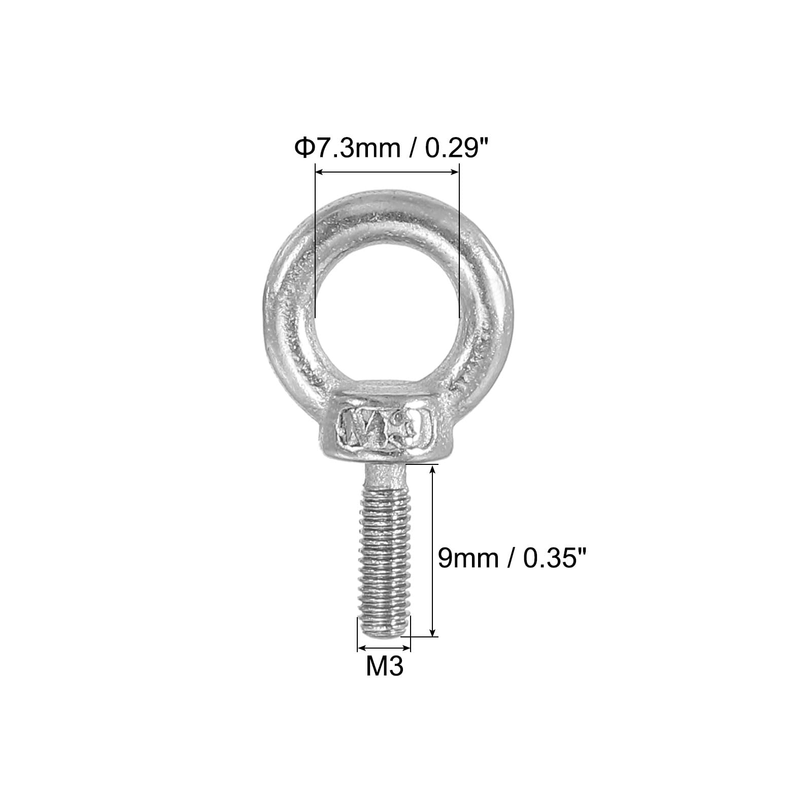 PATIKIL 3Pcs M3 x 9mm 304 Stainless Steel Shoulder Eye Bolt with Nuts & Washers - Heavy Duty Lifting Ring Eyebolt for Hanging Hammocks, Outdoor Gear, and Home Decor - Perfect for Camping, Garden, and DIY Projects