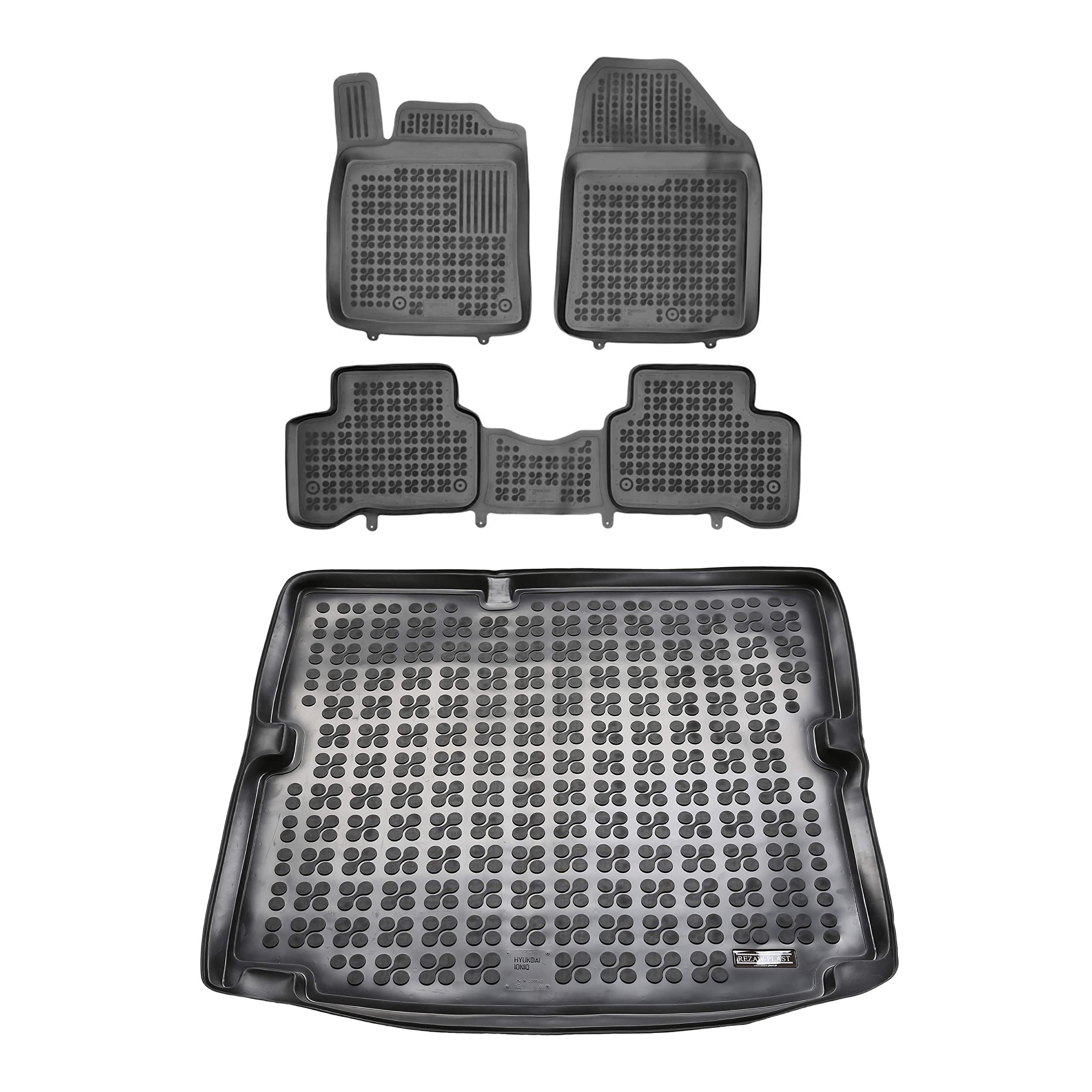 Custom Fit 2016-2022 Hyundai Ioniq Hybrid All Weather Floor Mats - Premium Rubber Car Mats Set with Odorless Protection, Black | Perfect for Daily Commute, Road Trips & Extreme Weather Protection