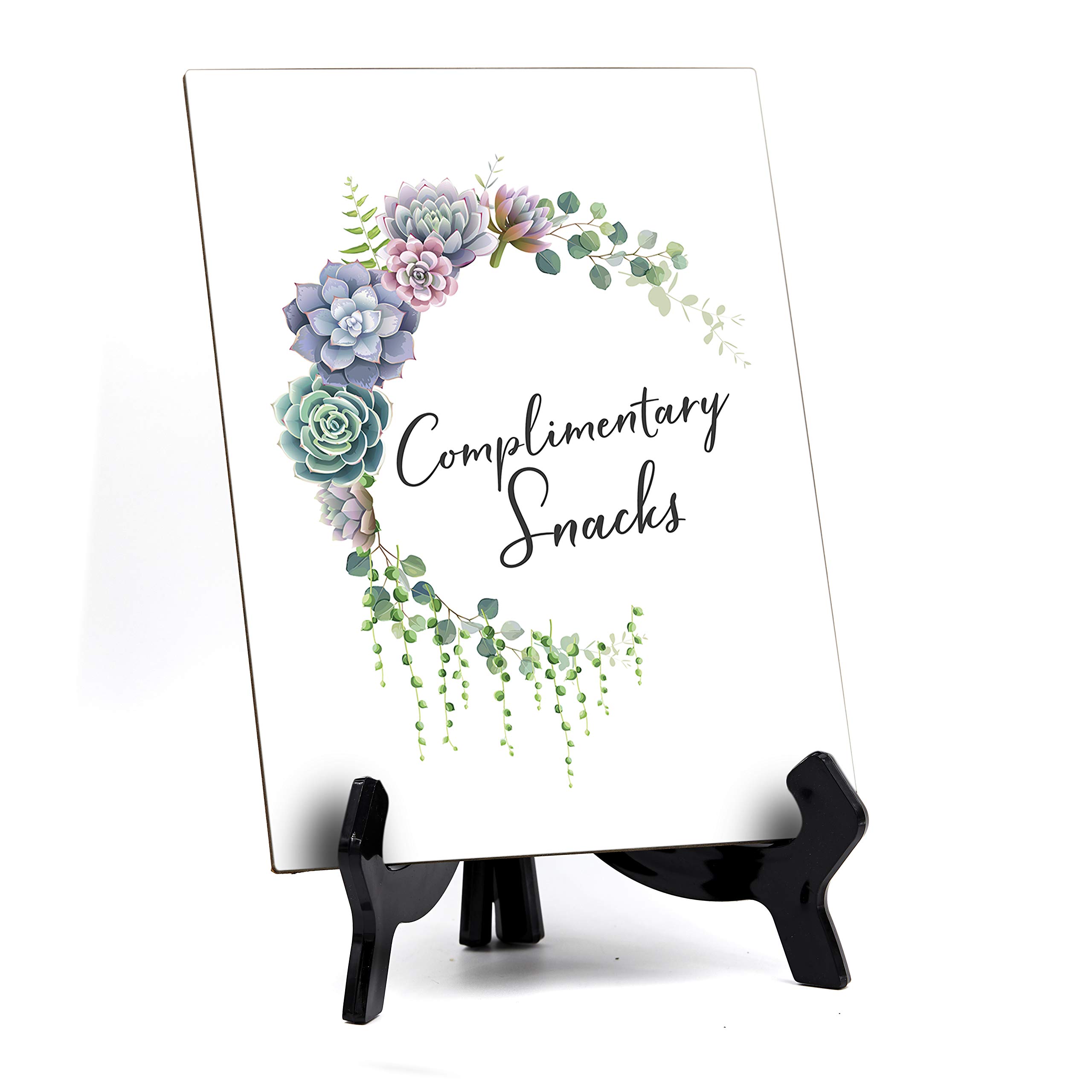 Floral Crescent Design Complimentary Snacks Table Sign with Easel - 6