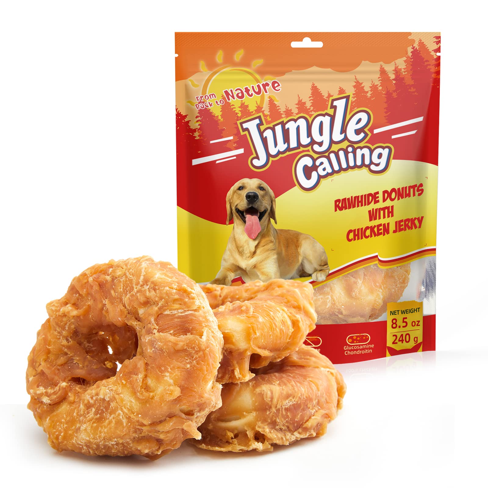 Premium Long-Lasting Dog Treats - Chicken Wrapped Rawhide Donuts for Medium & Large Dogs | Natural Chewy Chews for Dental Health | Perfect for Training Rewards & Playtime Snacks