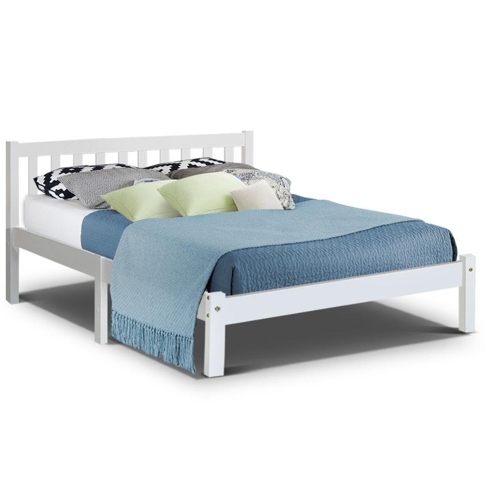 Whitehaven Bed White & Normay Series Pillow Top Mattress - Medium Firm Support for Back Pain Relief | Double Package Included | Perfect for Guest Rooms & Master Bedrooms
