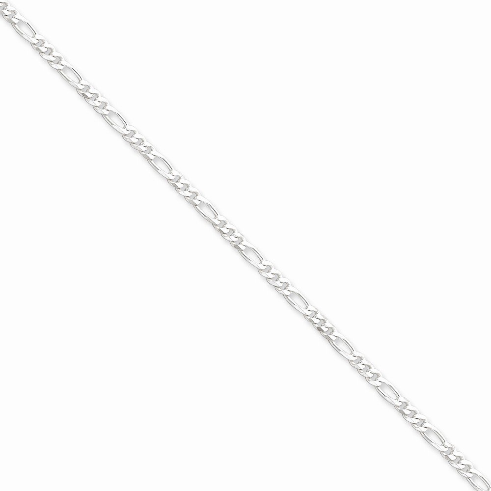 2.85mm Sterling Silver Figaro Chain Anklet for Women - Elegant Ankle Bracelet for Everyday Wear, Beach & Summer Outfits