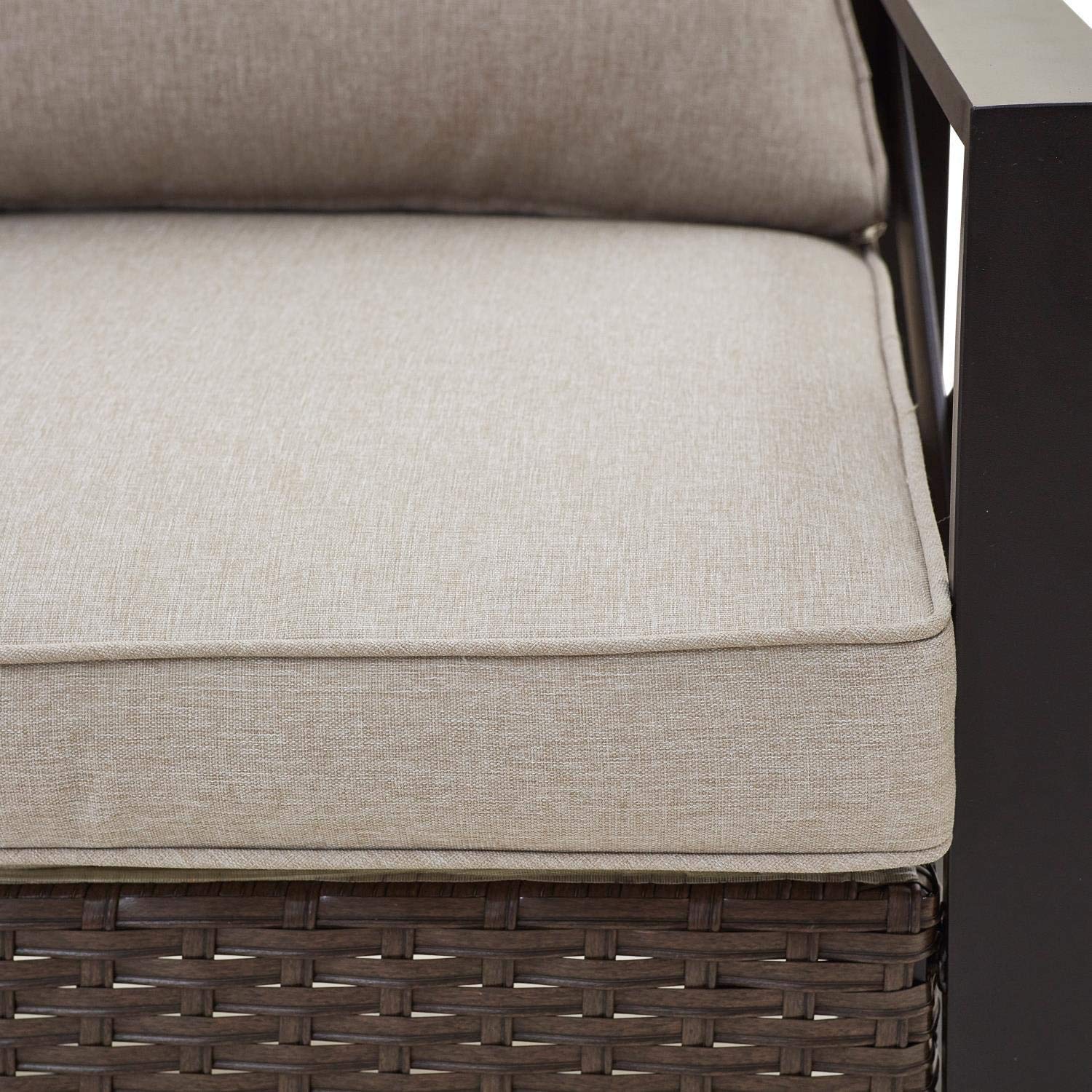 PatioFestival Wicker Outdoor Chair - Rattan Armchair with Removable Cushions, Patio Dining Furniture for Garden, Balcony, Porch & Poolside - Perfect for Relaxing, Sunbathing & Outdoor Entertaining