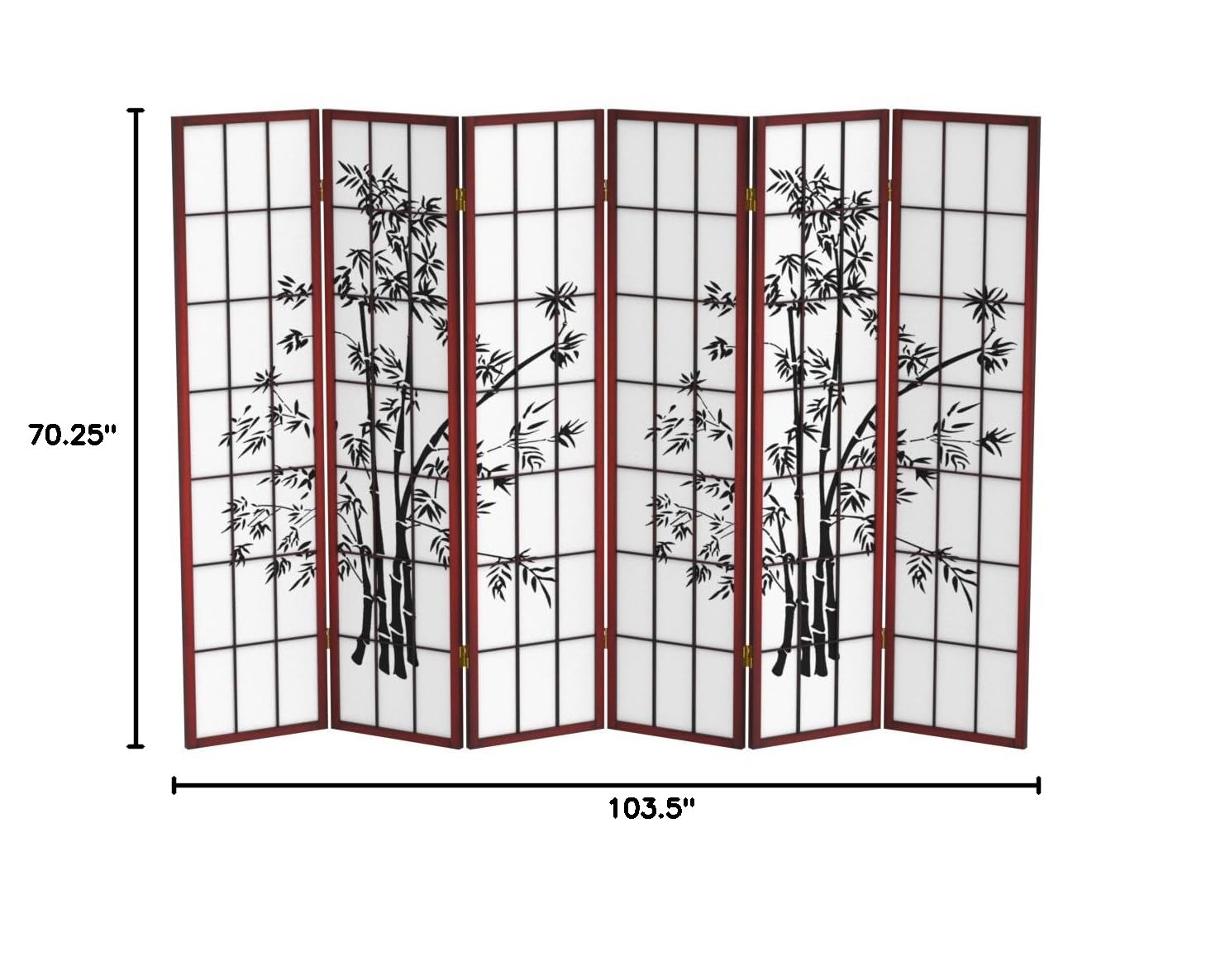 Red Lantern SS-LUCKY-Rosewood 6-Panel Room Divider Screen - Handcrafted Rosewood Folding Partition for Home Decor, Office Privacy & Asian-Inspired Interior Design