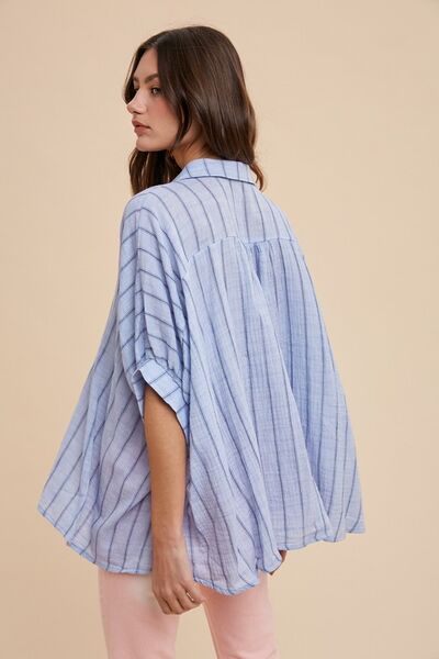 Stylish Striped Button-Up Half Sleeve Shirt for Men - Perfect for Beach, Summer Vacation & Casual Outings