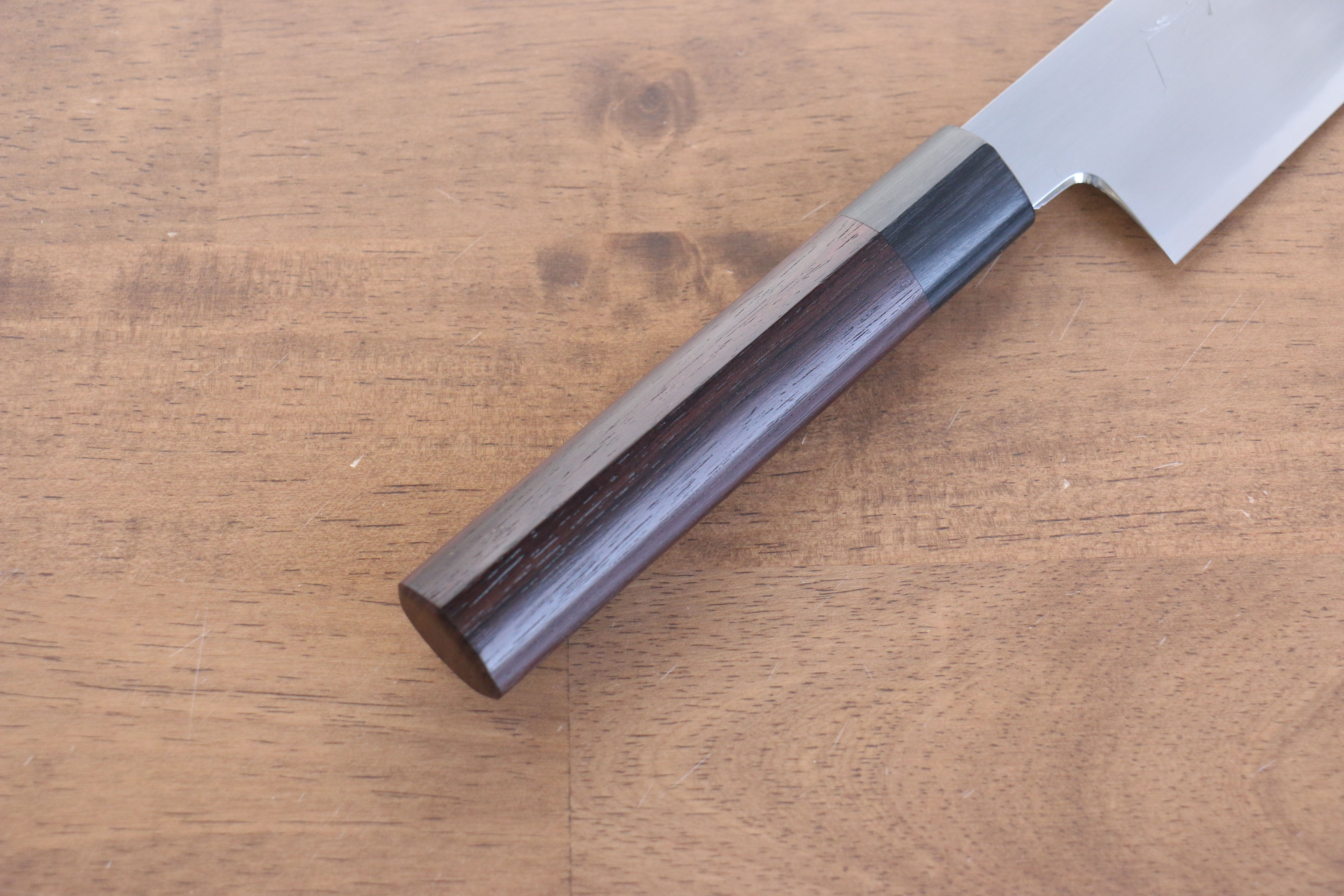 Premium Jikko White Steel No.2 Santoku Knife 180mm with Exquisite Shitan Handle - Perfect for Sushi, Vegetables & Meat Cutting in Professional & Home Kitchens