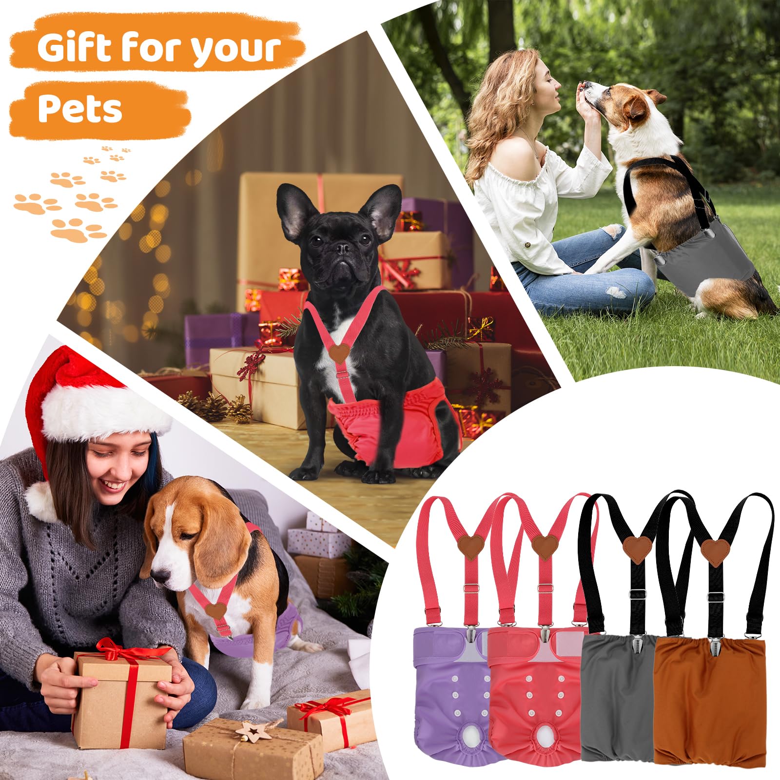 Reusable Washable Dog Diapers for Female Dogs - Large Size with Adjustable Suspenders, Soft Lavender Pet Diapers for Period Protection | Perfect for Incontinence, Heat Cycles & Travel Use