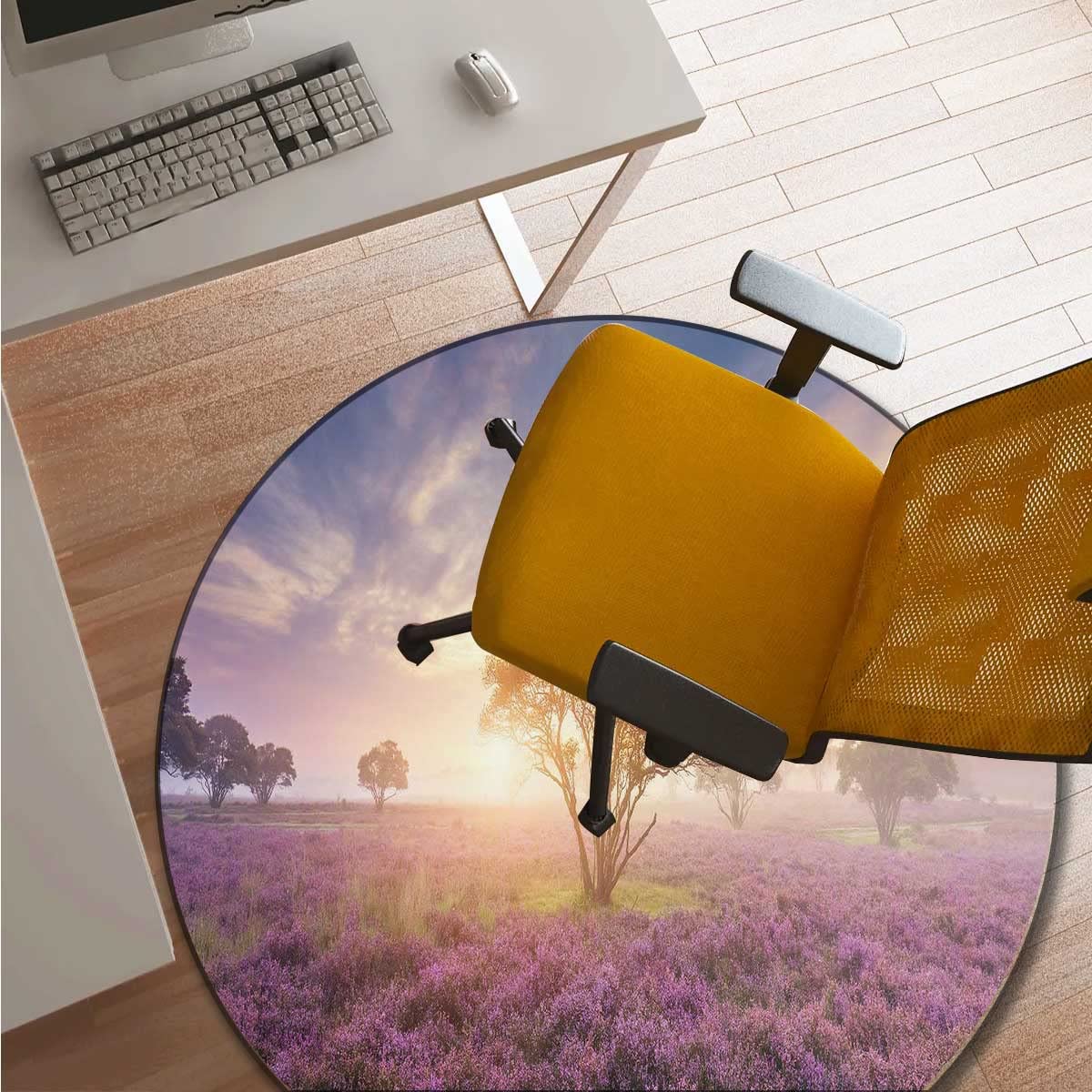Waterproof 35 Inch Chair Mat for Office Desk - Scenic Prints Carpet Protector for Computer Chairs | Perfect for Home Office, Gaming & Workspace Floor Protection