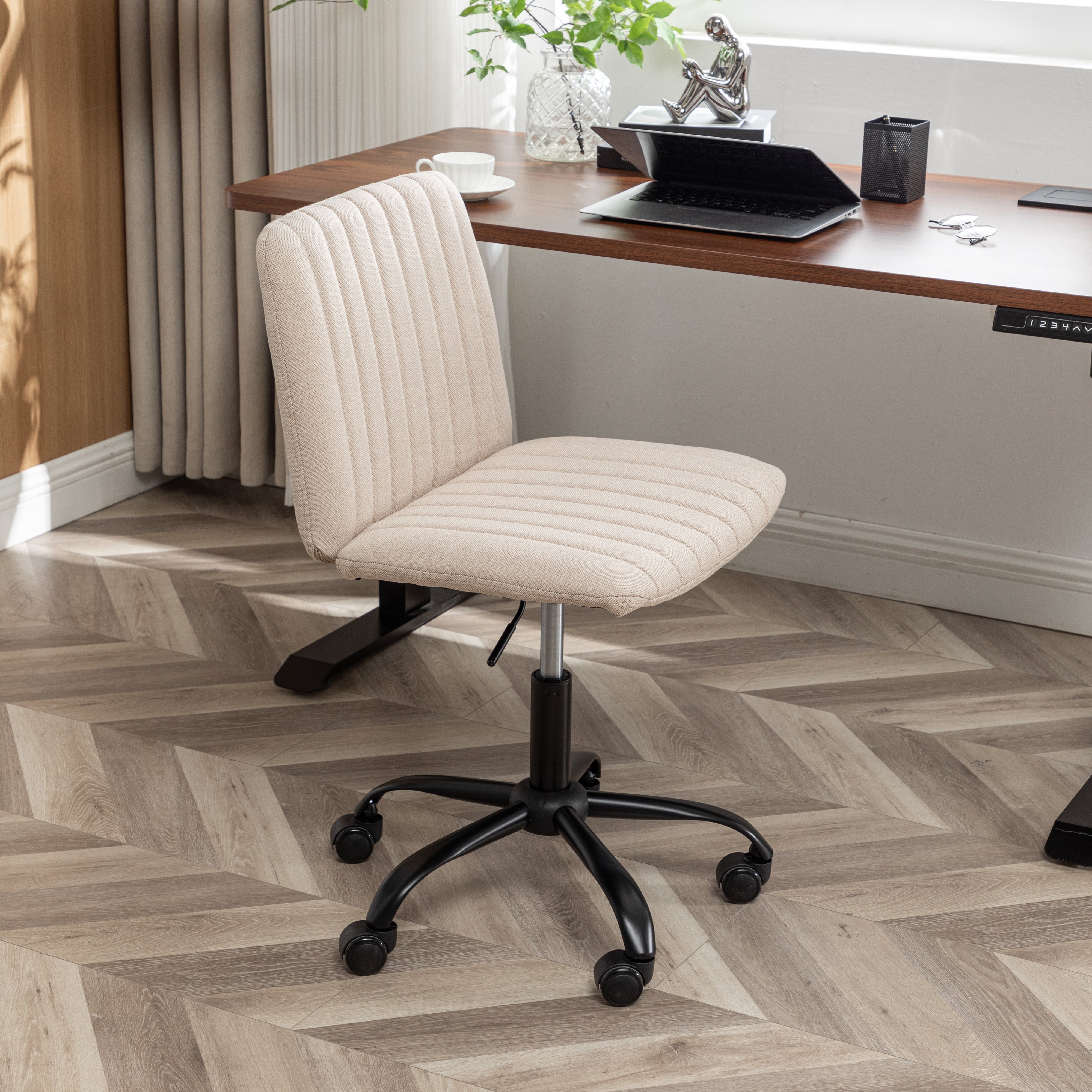 Roundhill Furniture Masar Fabric Swivel Office Chair - Ergonomic Desk Chair with Adjustable Height & Lumbar Support for Home & Office Workspace